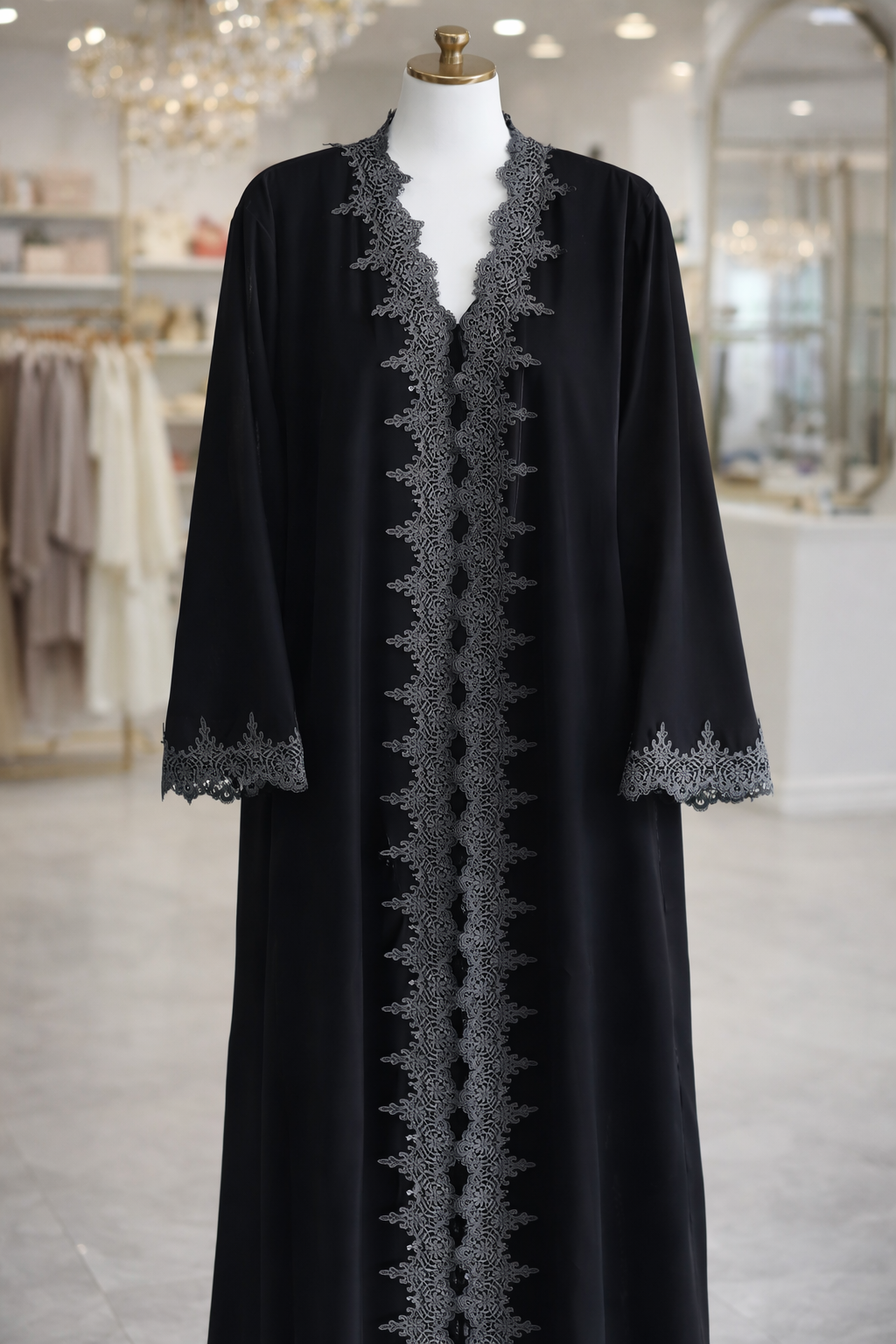 Velvet abaya with lace