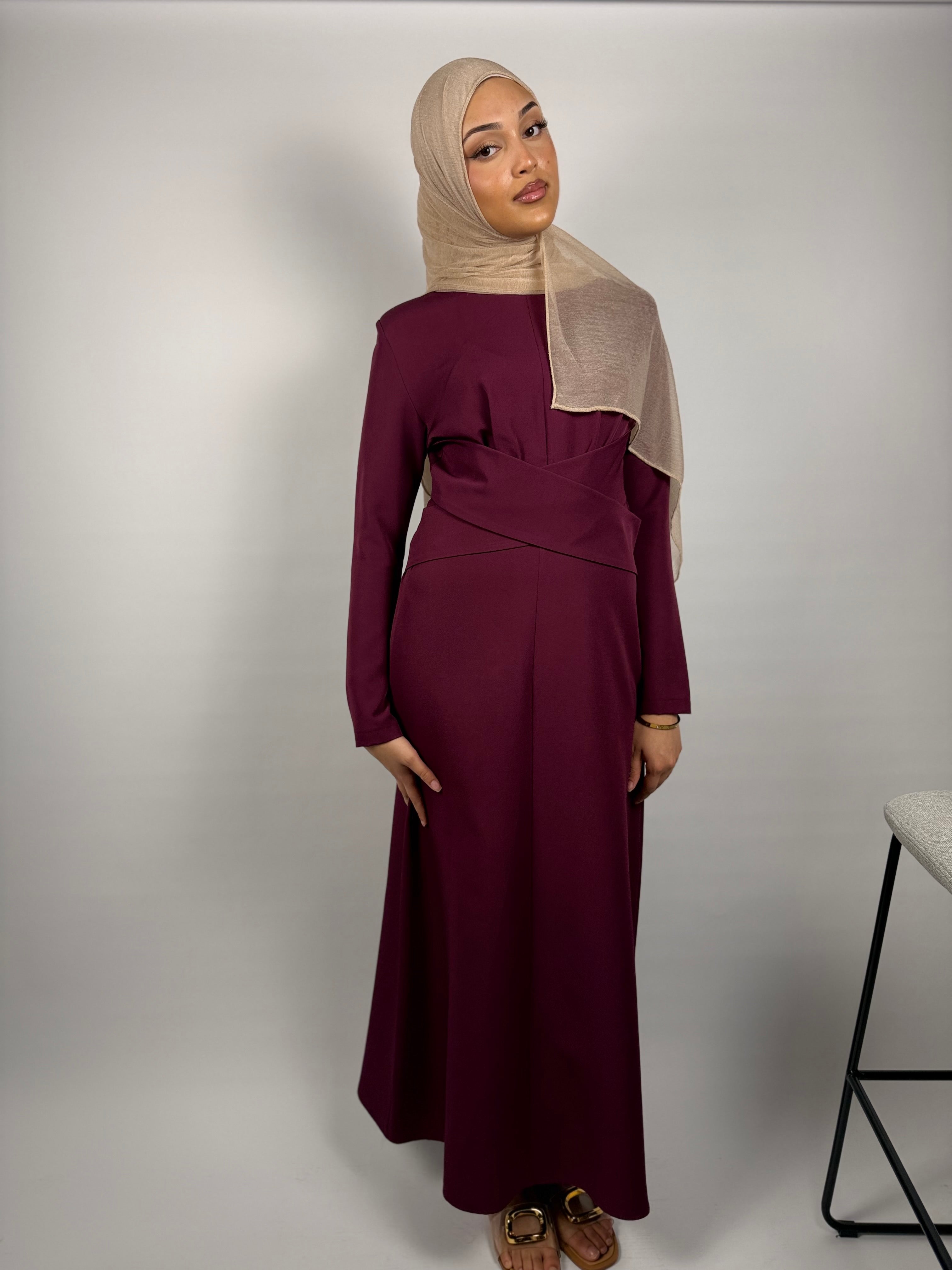 Signature Pleat Dress - Plum