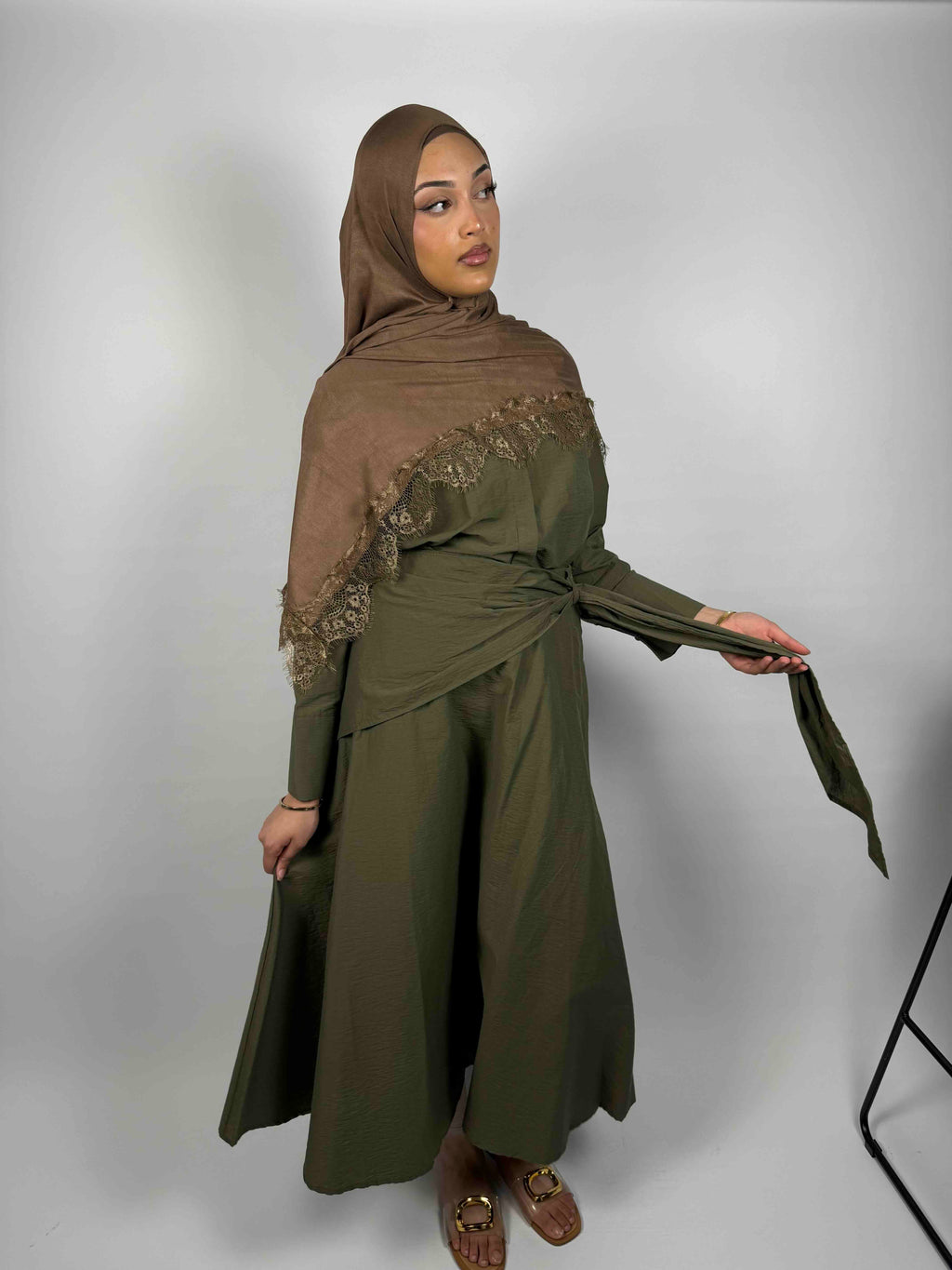 Crinkle Maxi set- Olive