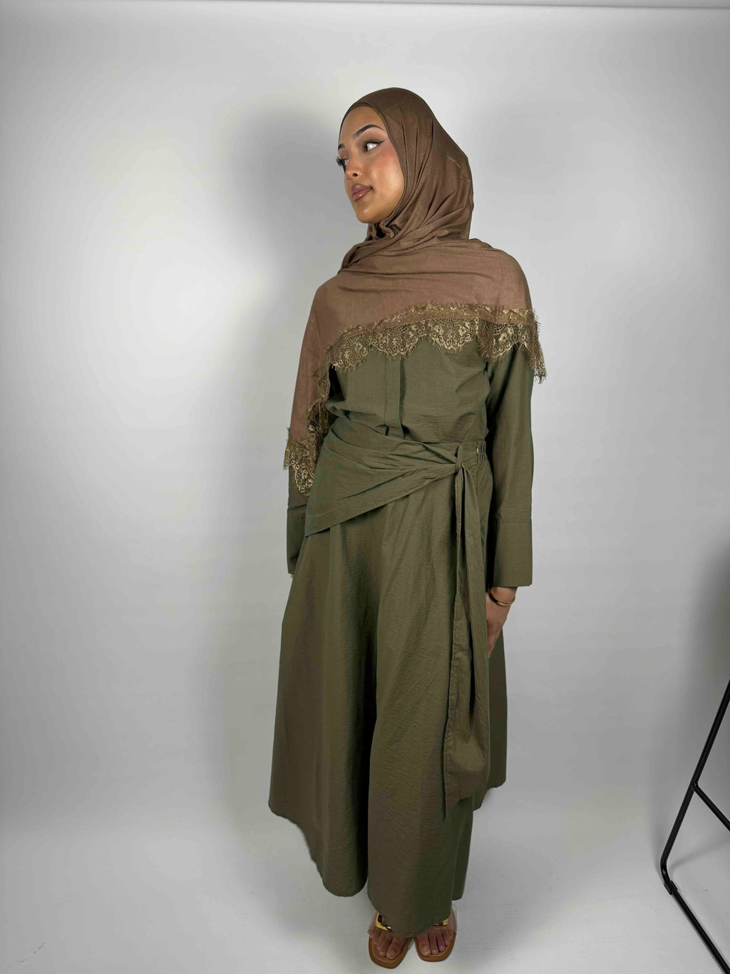 Crinkle Maxi set- Olive