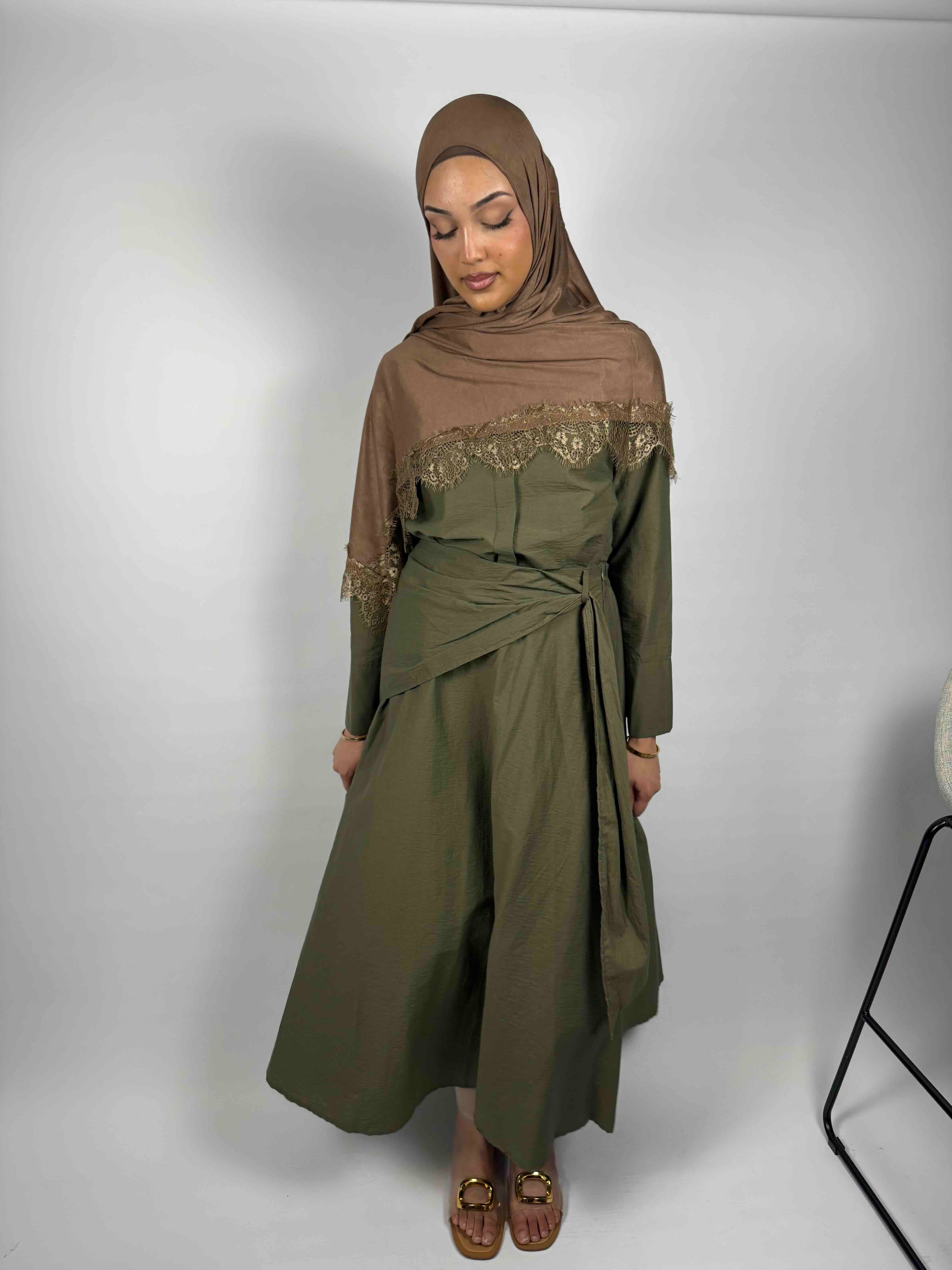 Crinkle Maxi set- Olive