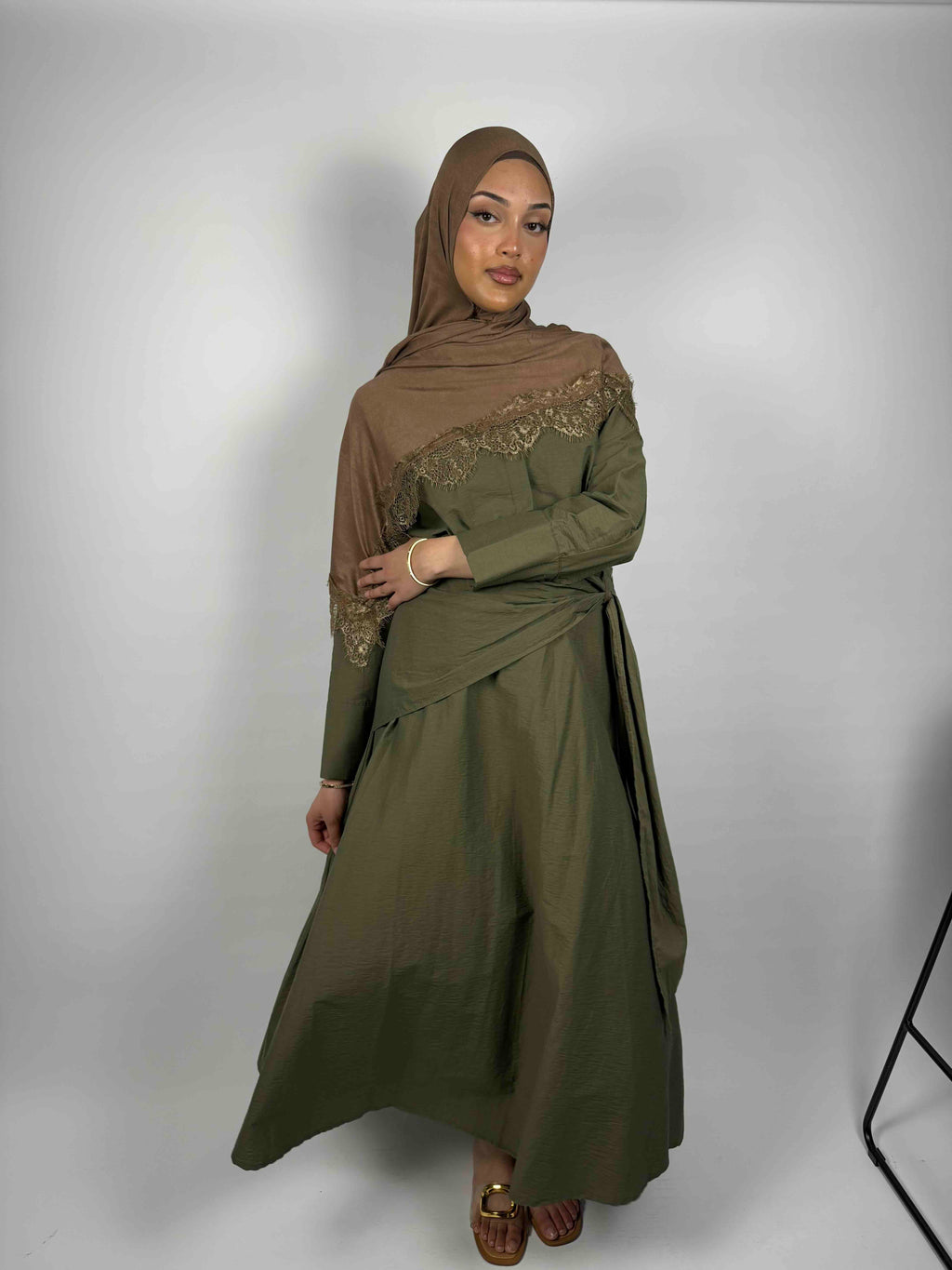 Crinkle Maxi set- Olive