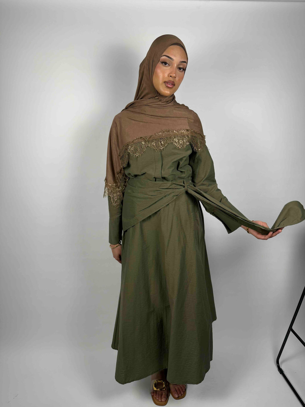 Crinkle Maxi set- Olive