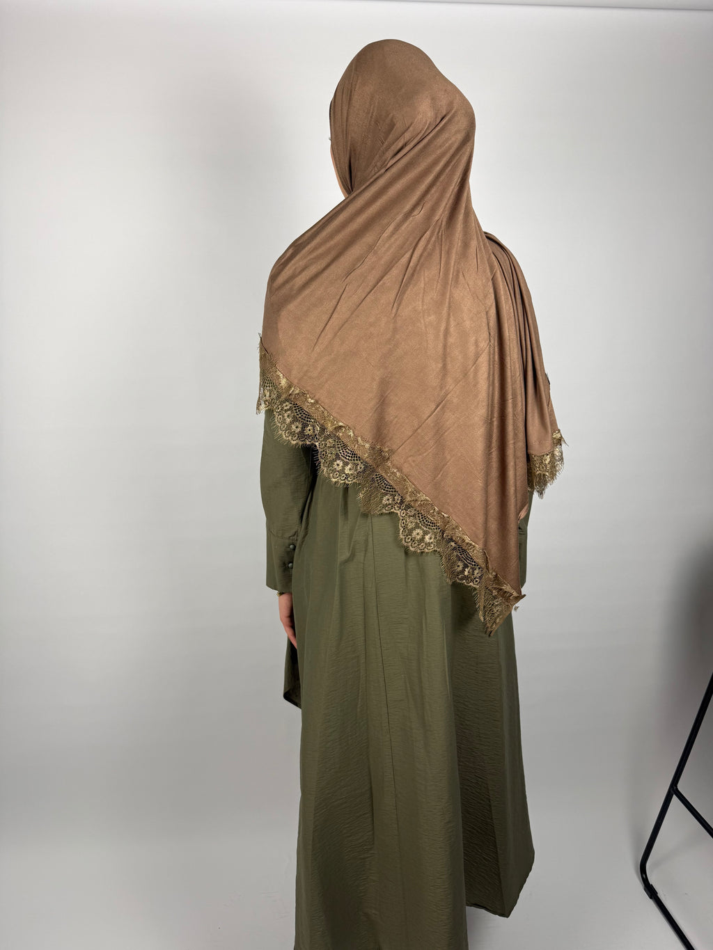 Lace-Trim Khimar - Mocha Glow