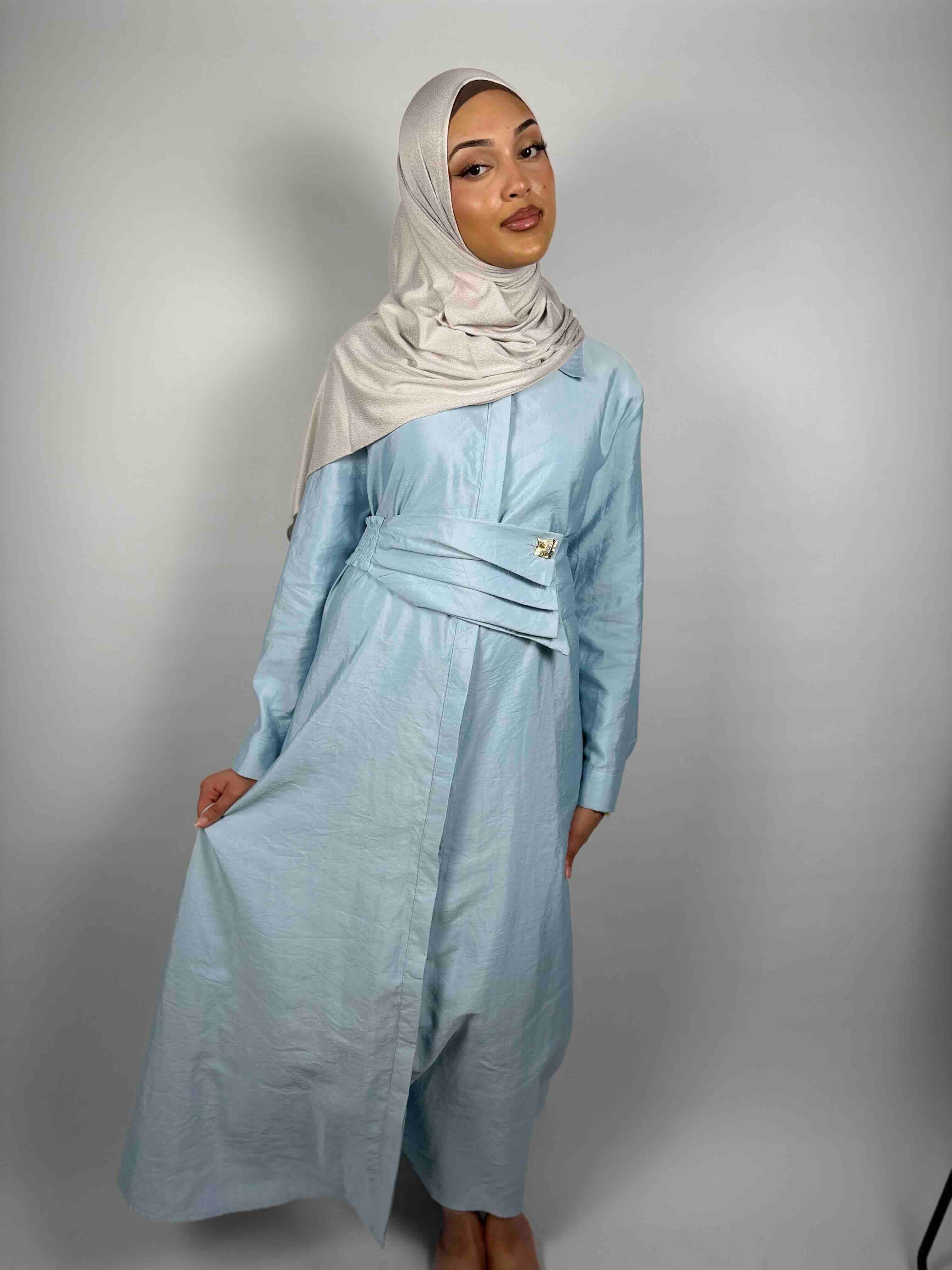 Satin Sculpt Dress - Powder Blue