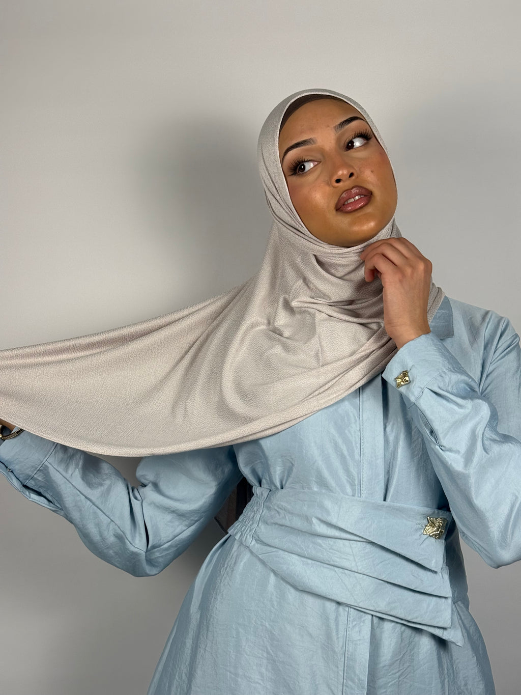 Textured Jersey Hijab - Pearl Sand