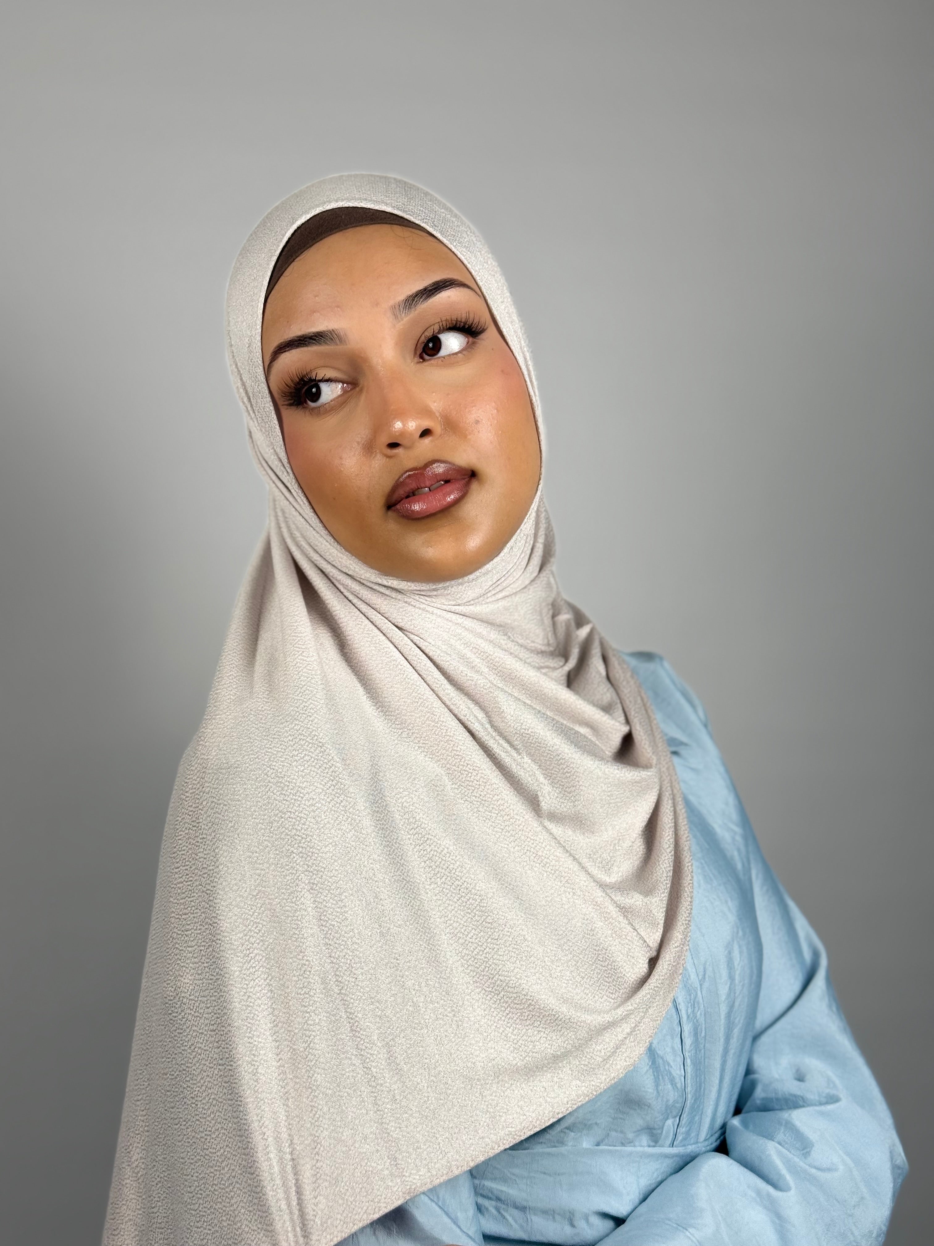 Textured Jersey Hijab - Pearl Sand