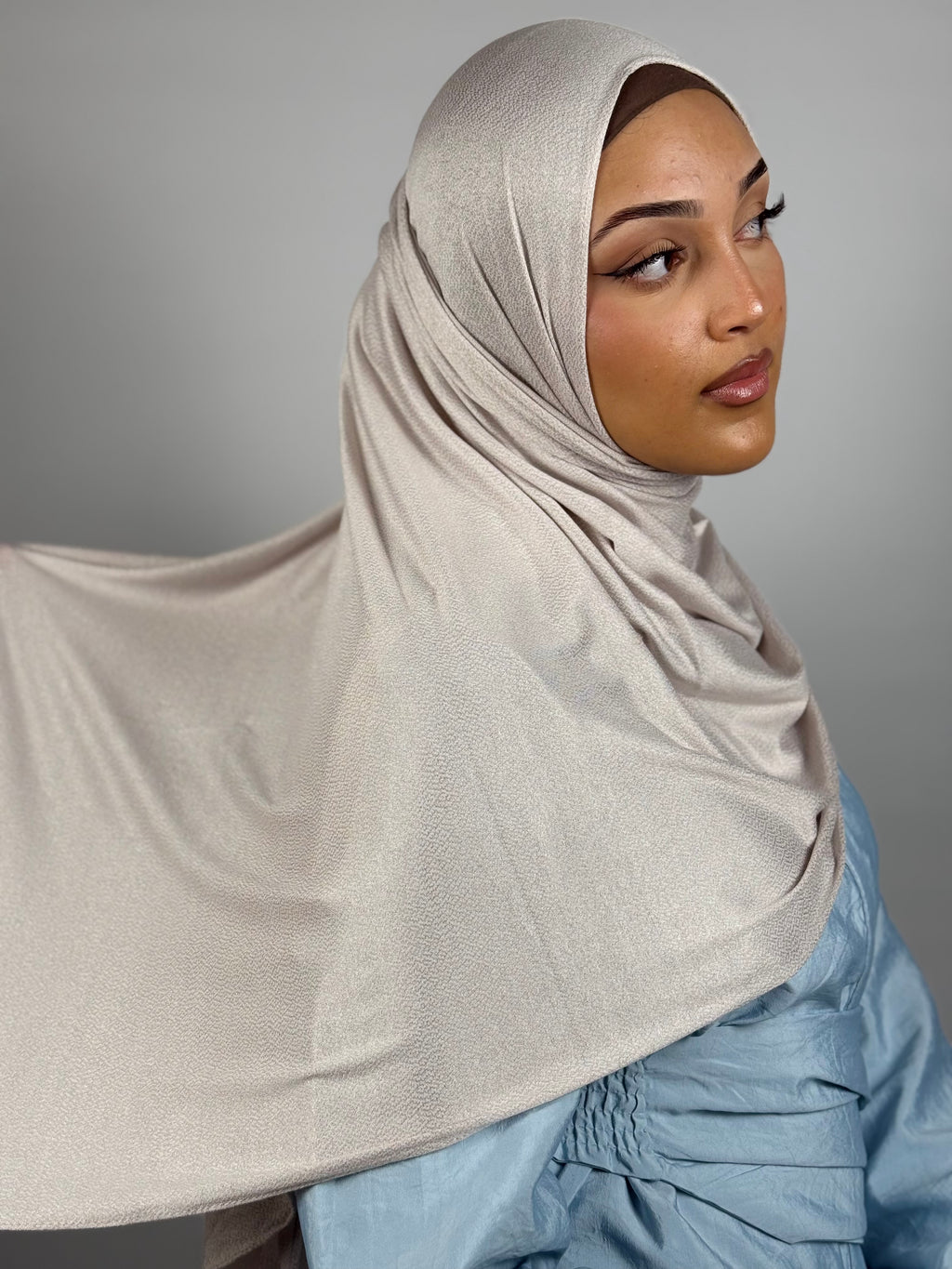 Textured Jersey Hijab - Pearl Sand