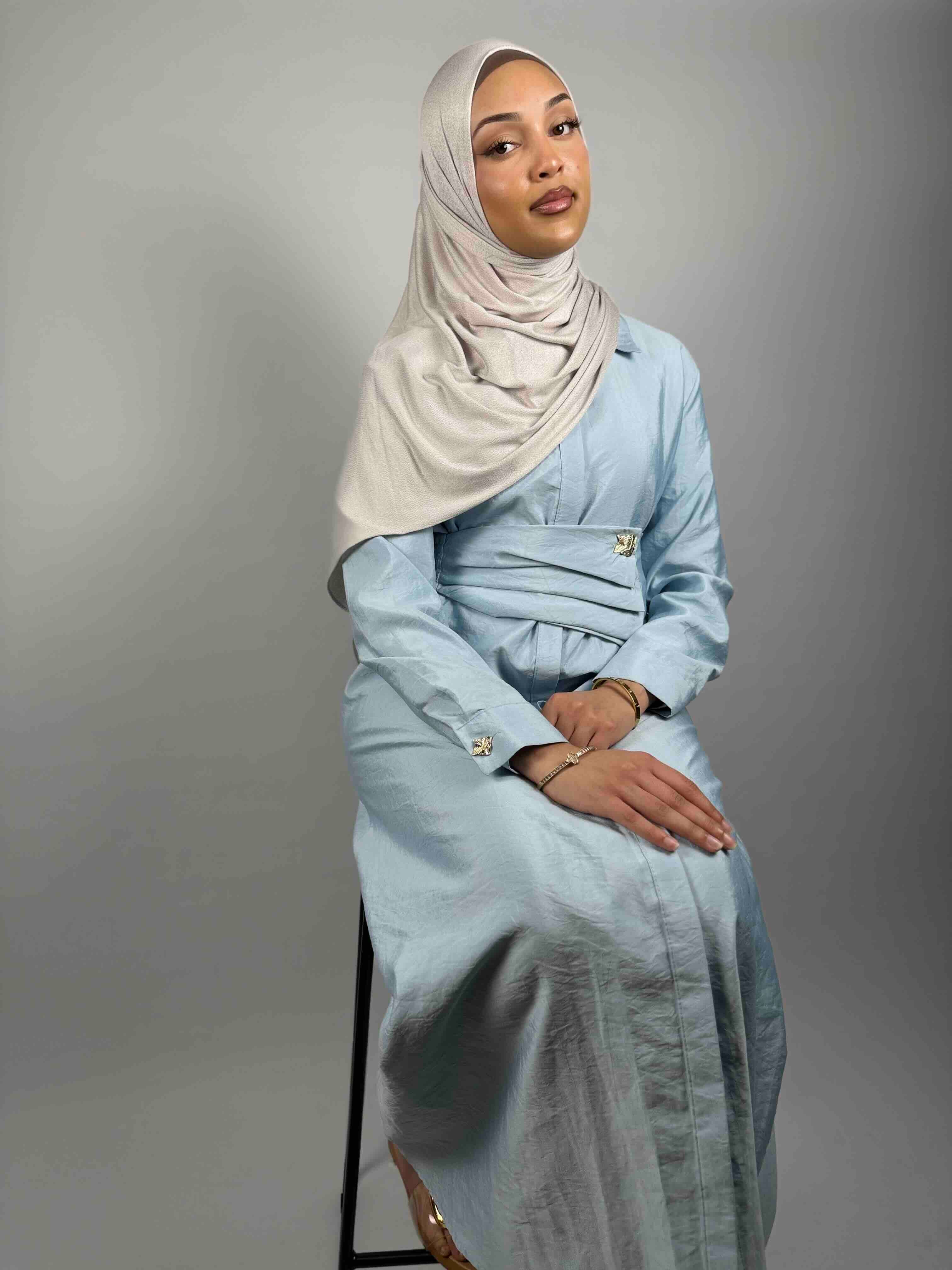 Satin Sculpt Dress - Powder Blue