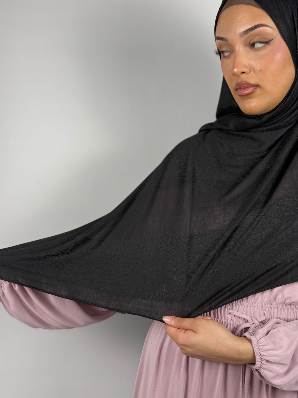 Patterned Luxe Hijab - Black