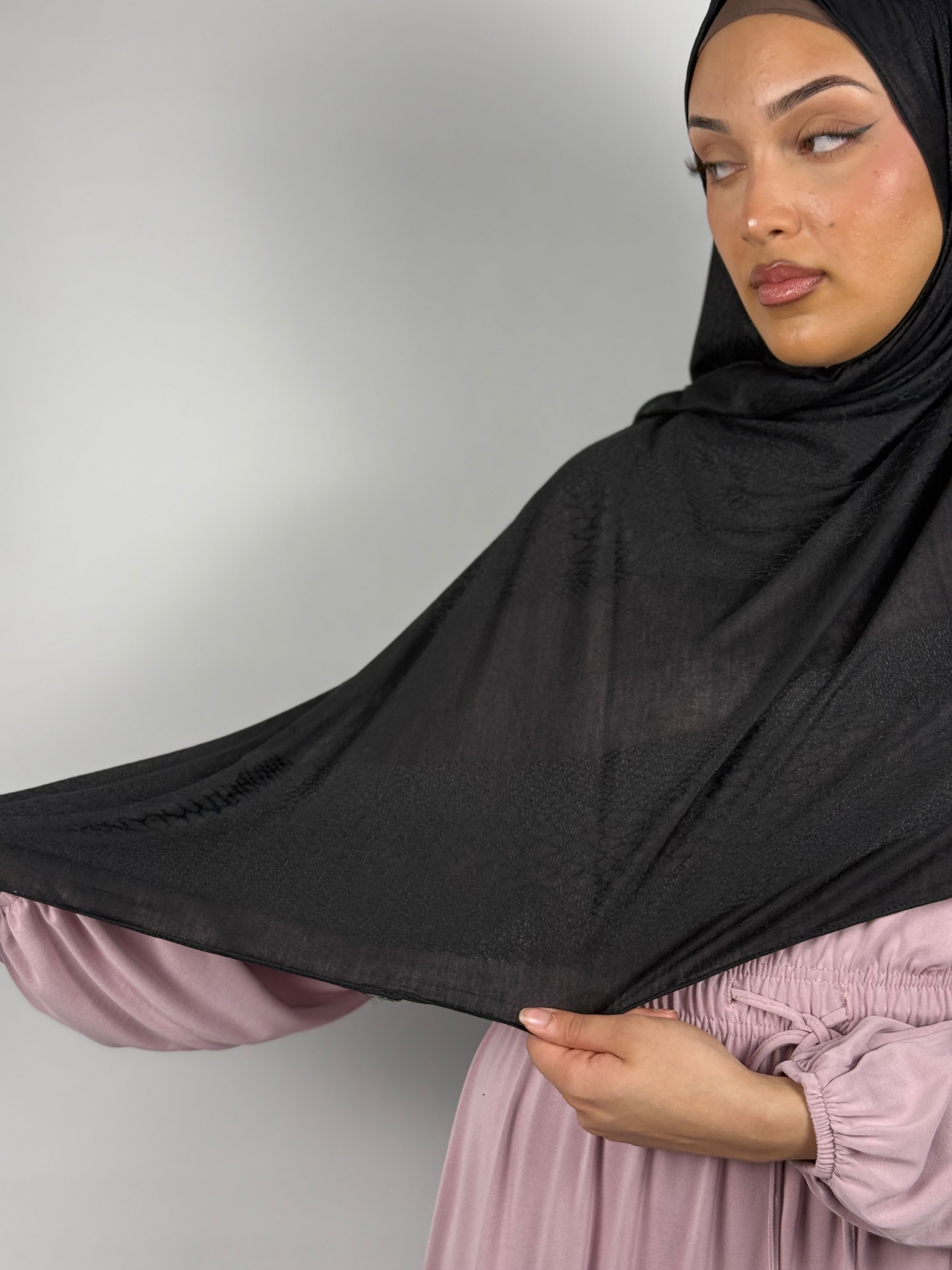 Patterned Luxe Hijab - Black