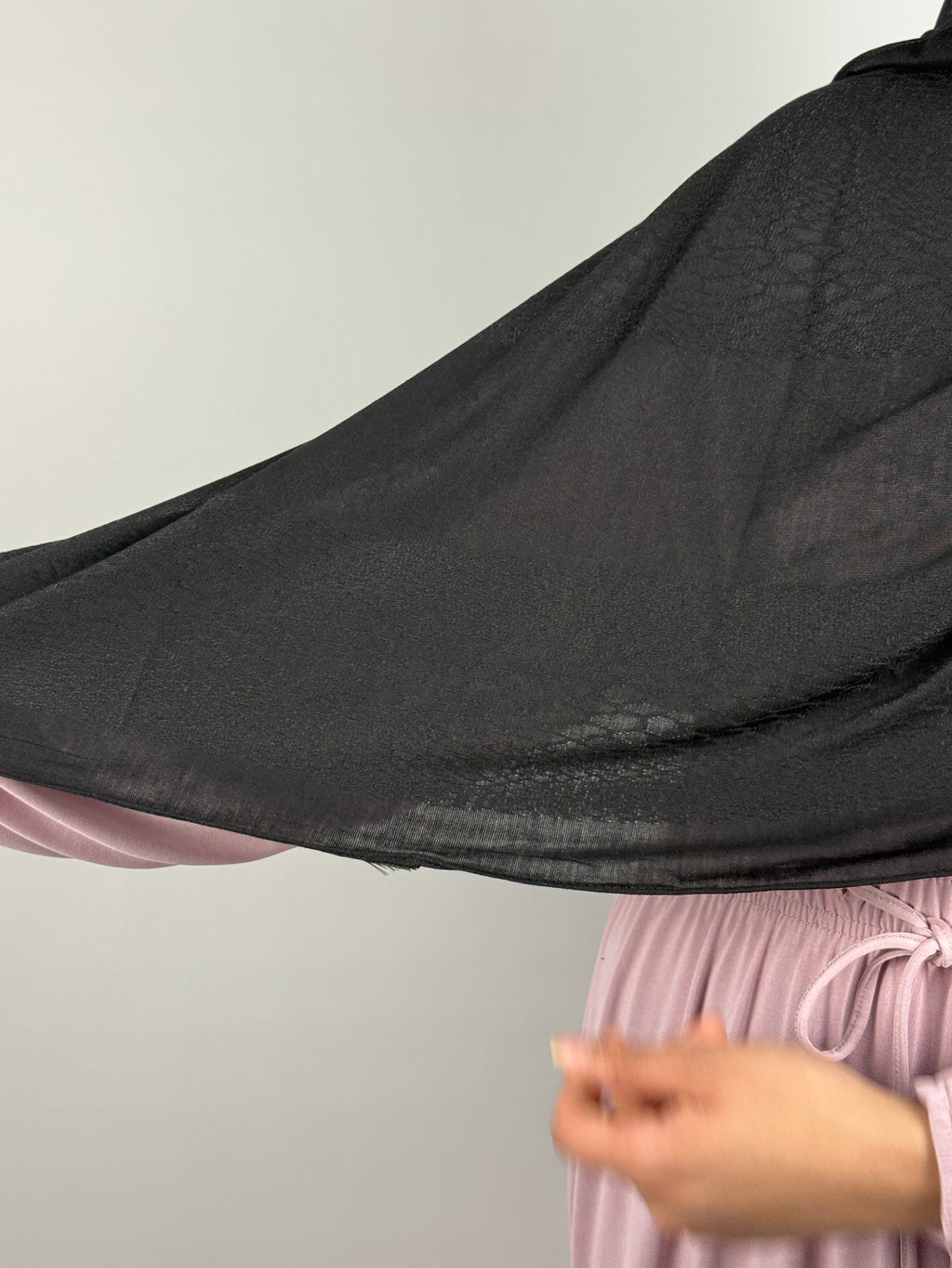 Patterned Luxe Hijab - Black