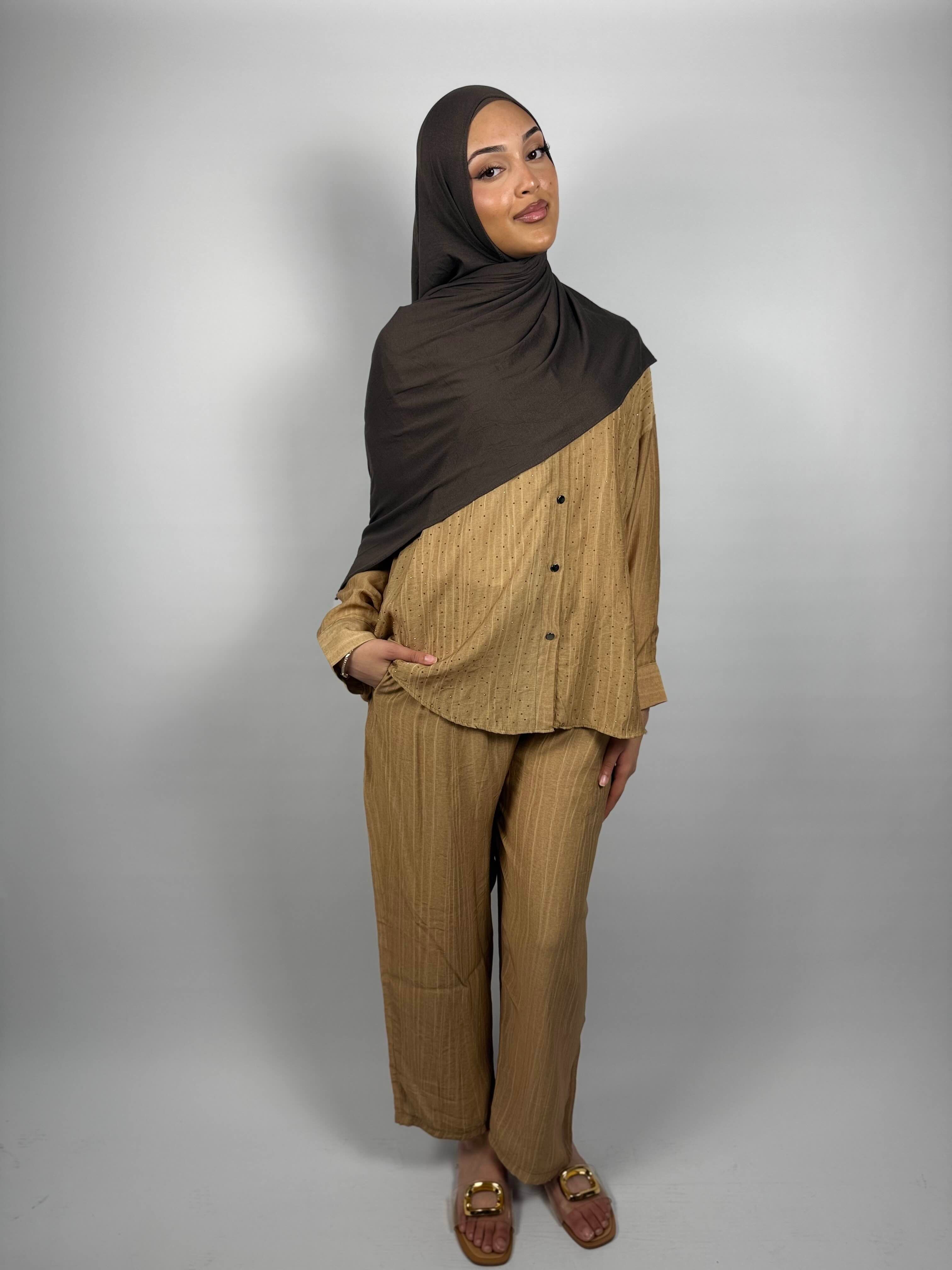 Luxe Pearl-Thread Co-Ord - Honey Gold