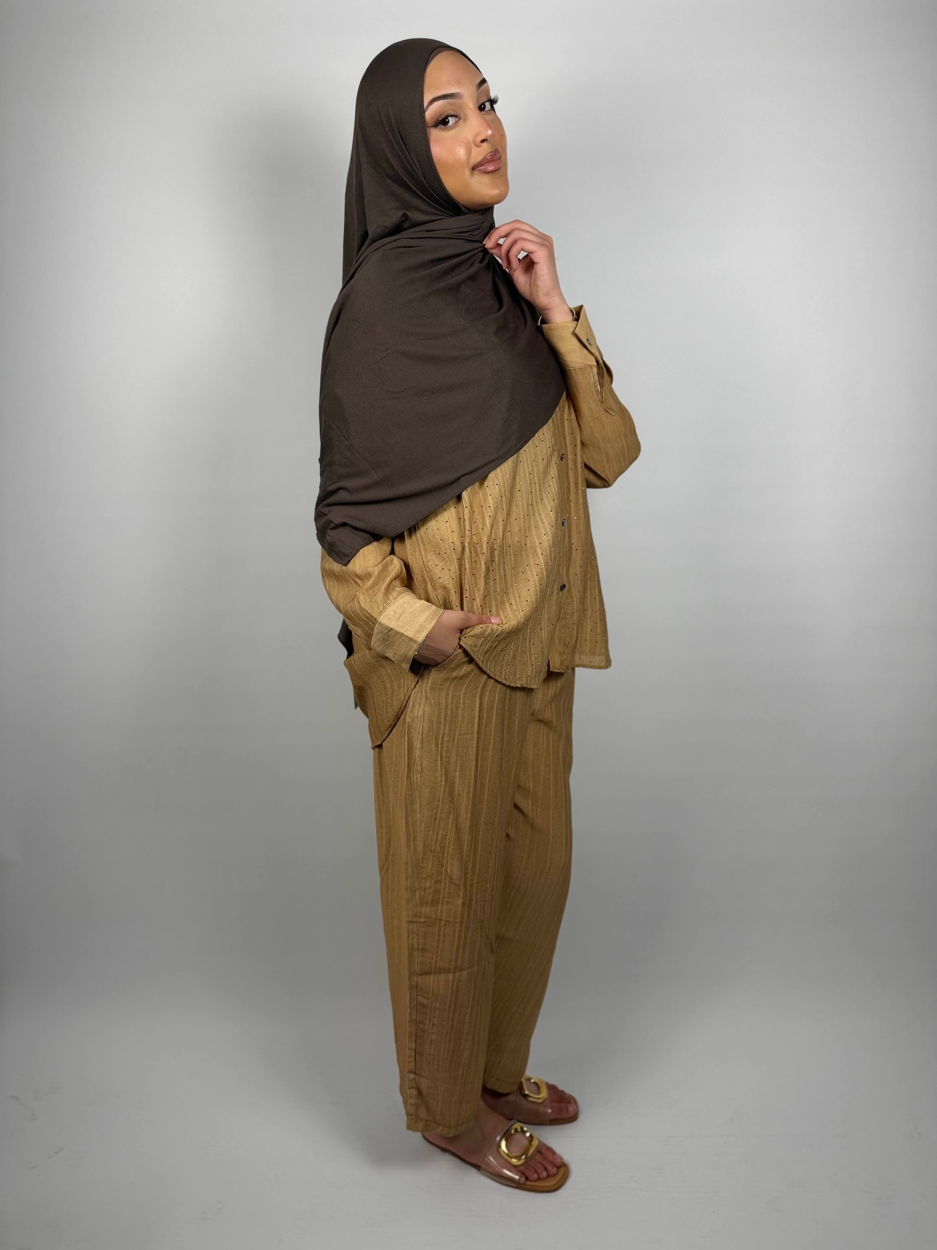 Luxe Pearl-Thread Co-Ord - Honey Gold