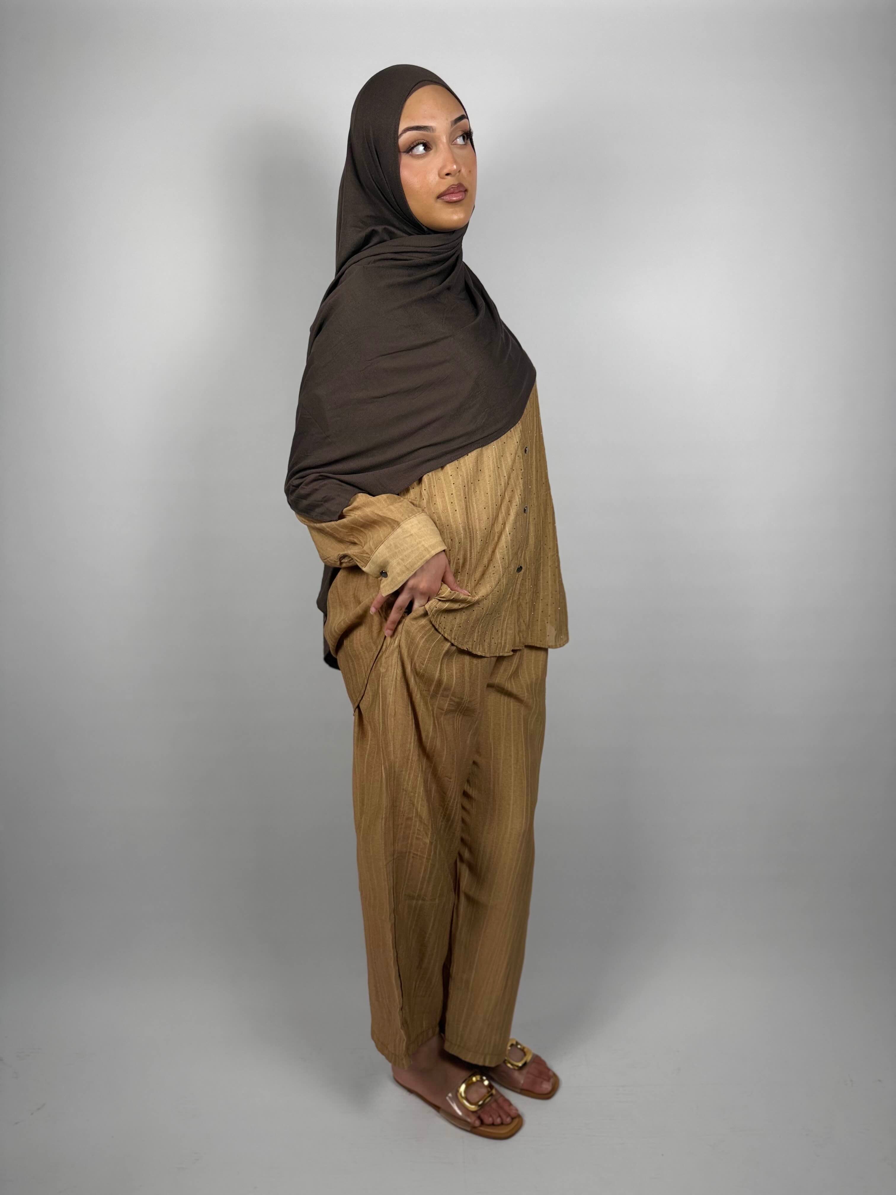 Luxe Pearl-Thread Co-Ord - Honey Gold