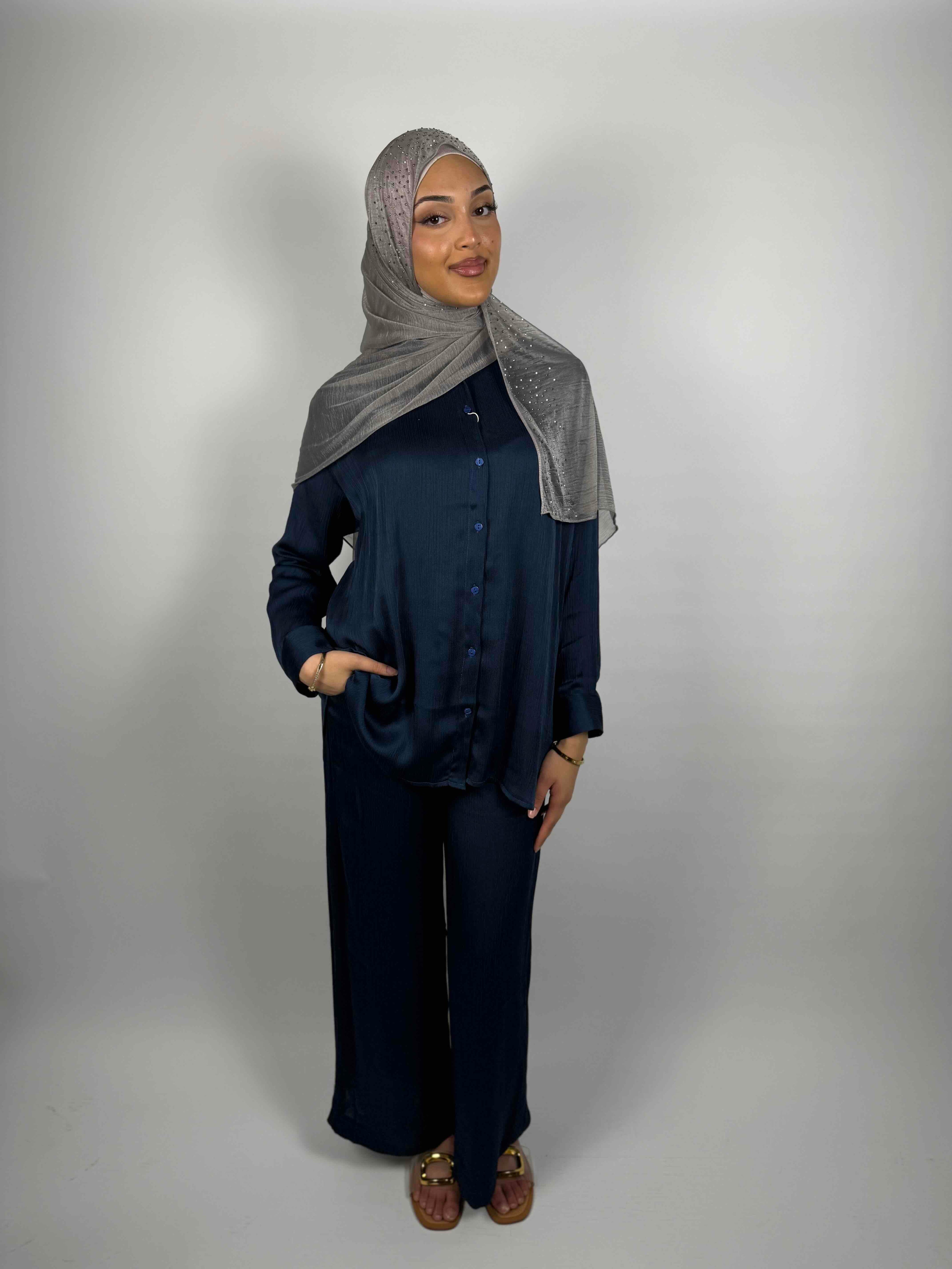 Satin Co-Ord Set – Midnight Navy