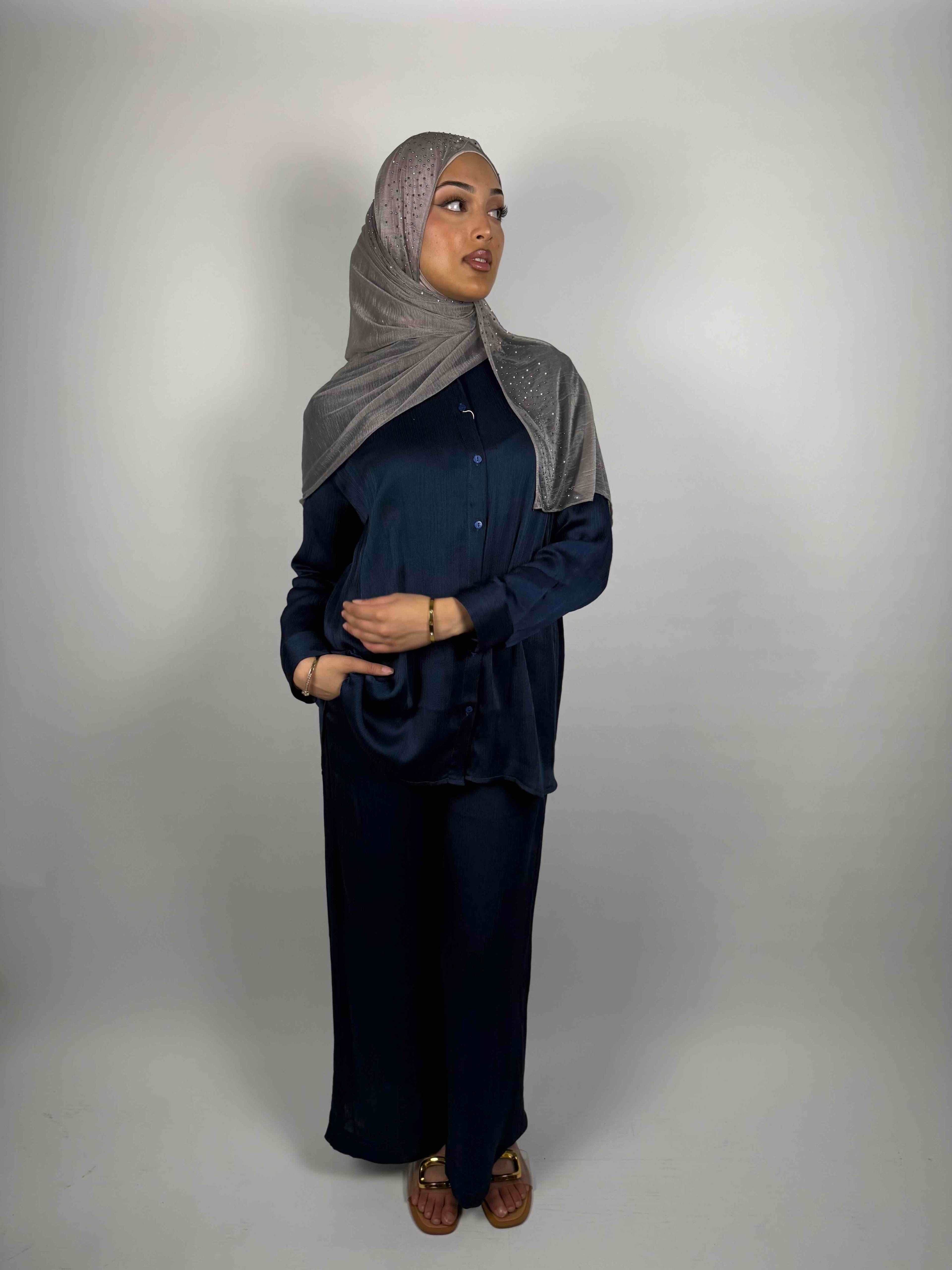 Satin Co-Ord Set – Midnight Navy