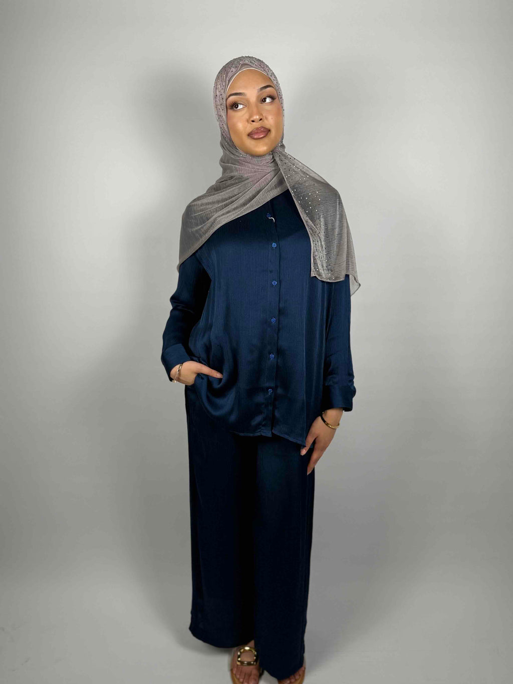Satin Co-Ord Set – Midnight Navy