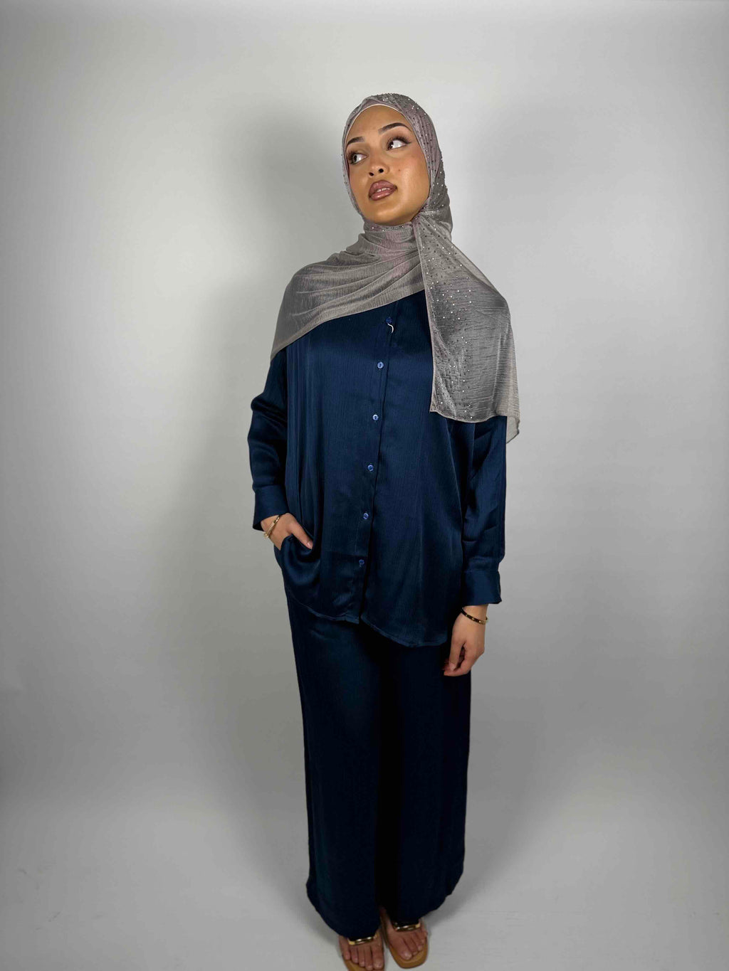 Satin Co-Ord Set – Midnight Navy