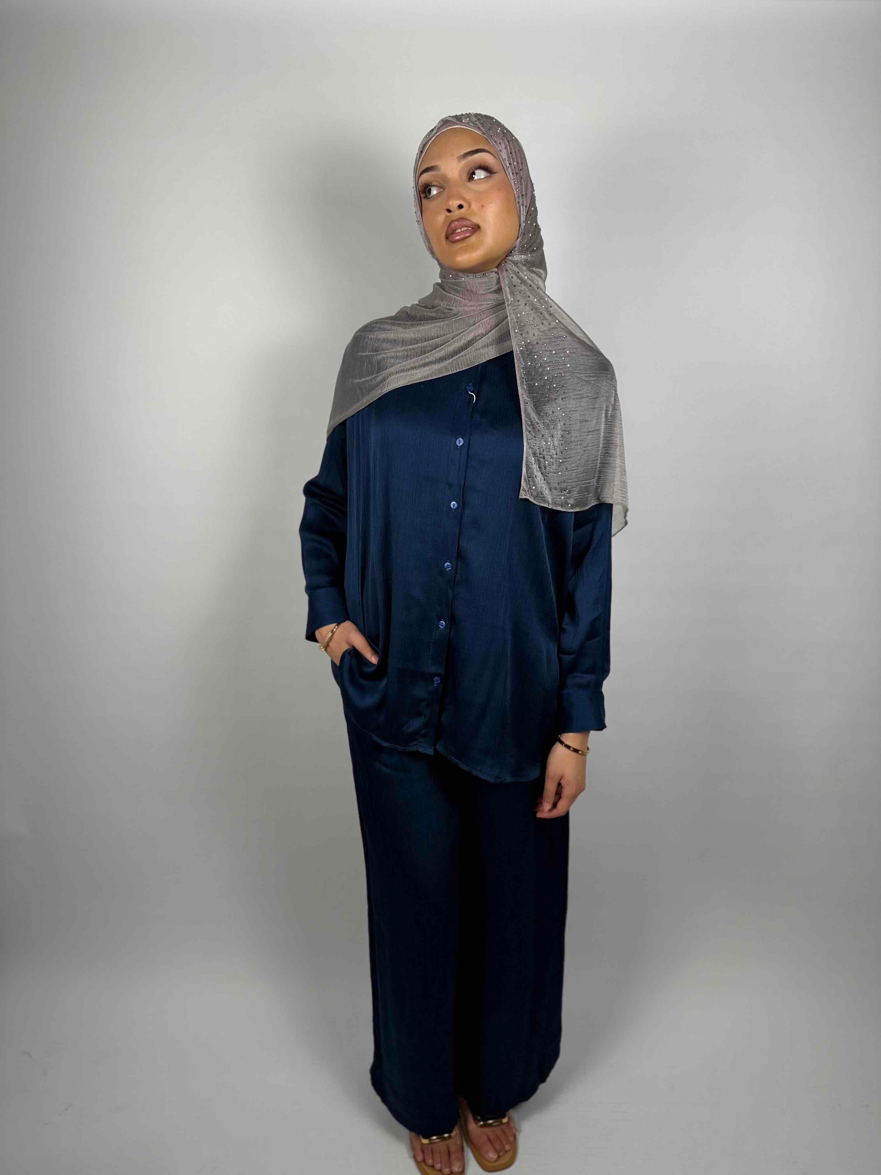 Satin Co-Ord Set – Midnight Navy