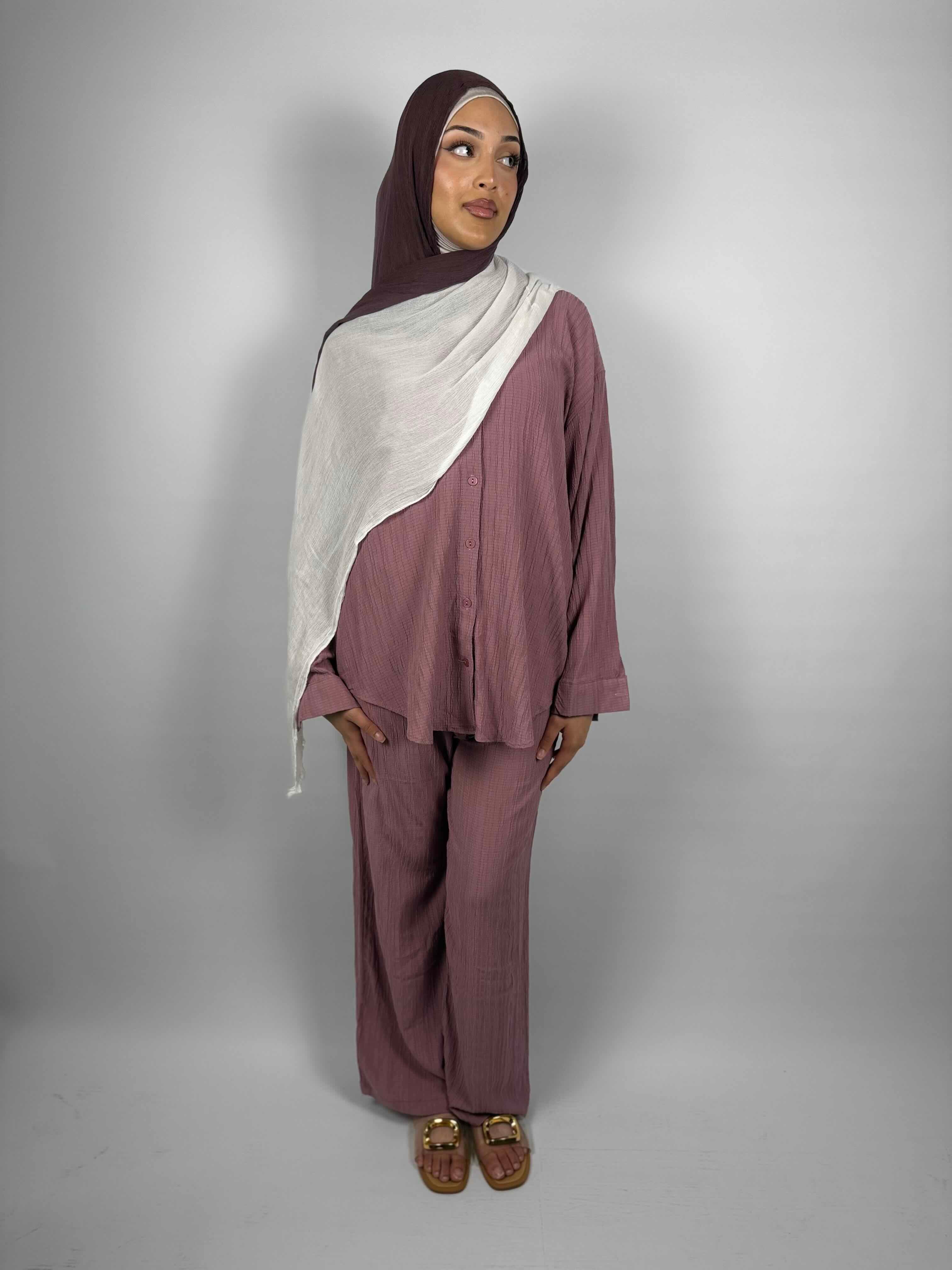 Ombre Crinkle Hijab - Berry & Cream