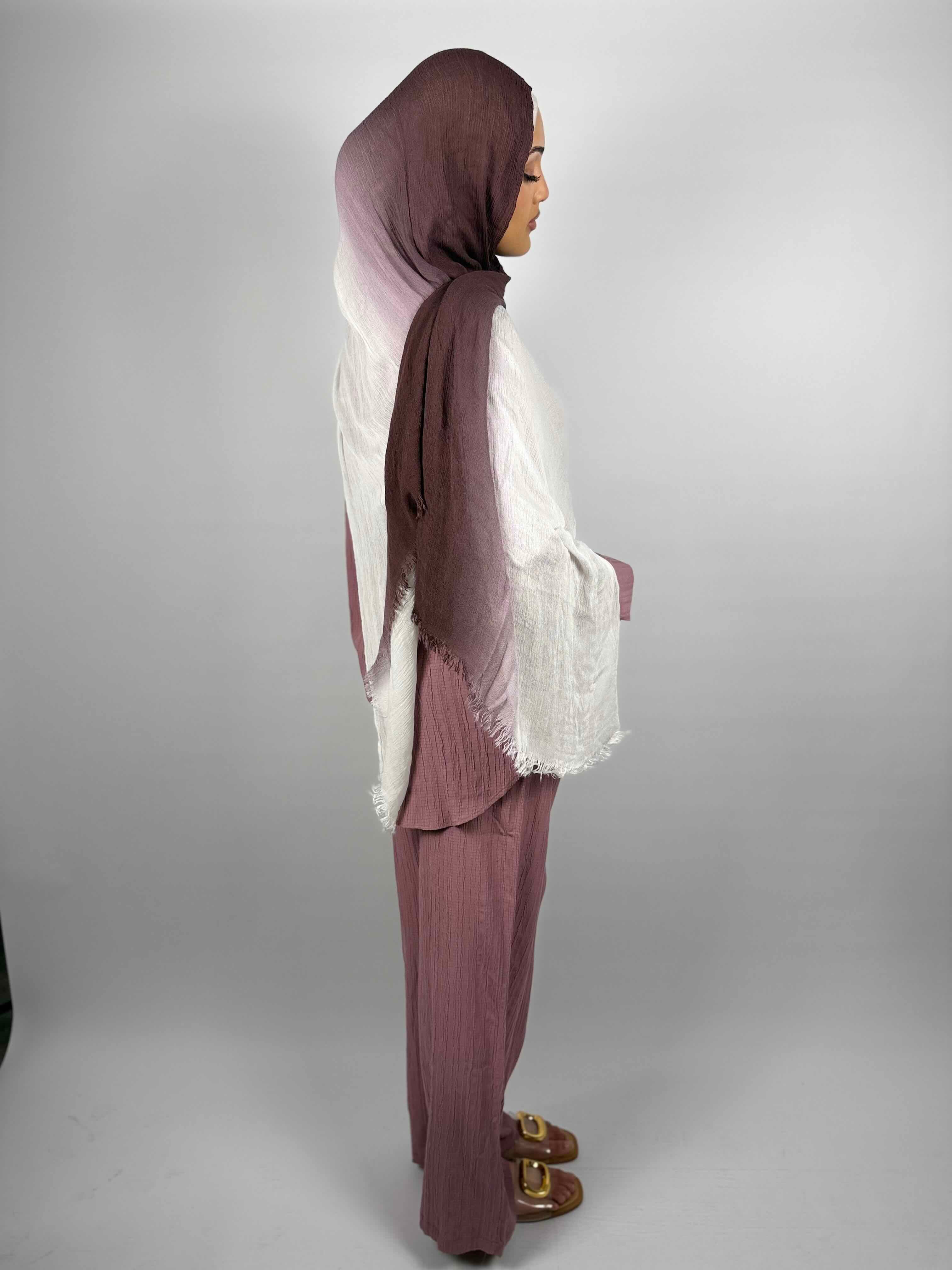 Ombre Crinkle Hijab - Berry & Cream