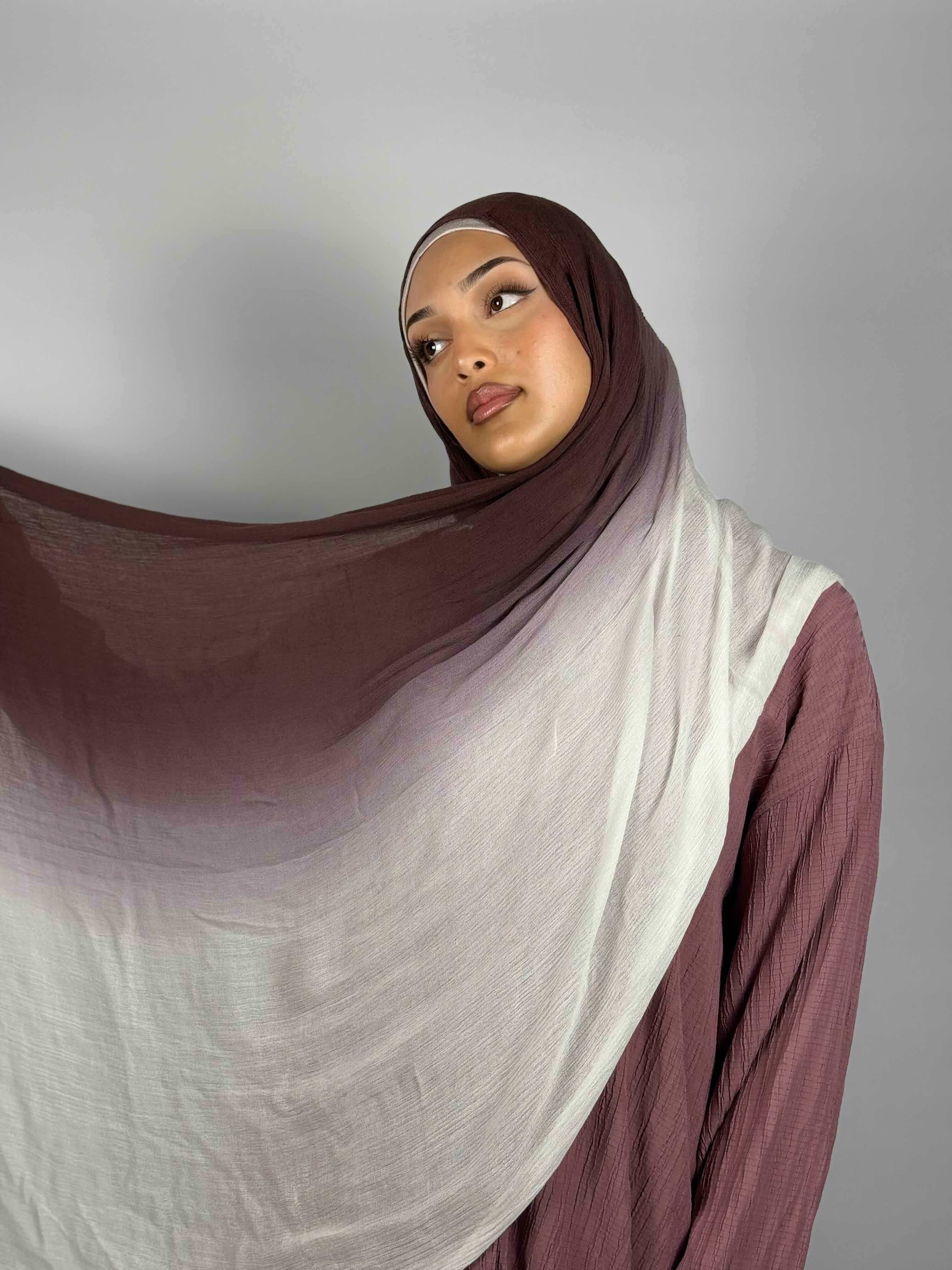 Ombre Crinkle Hijab - Berry & Cream