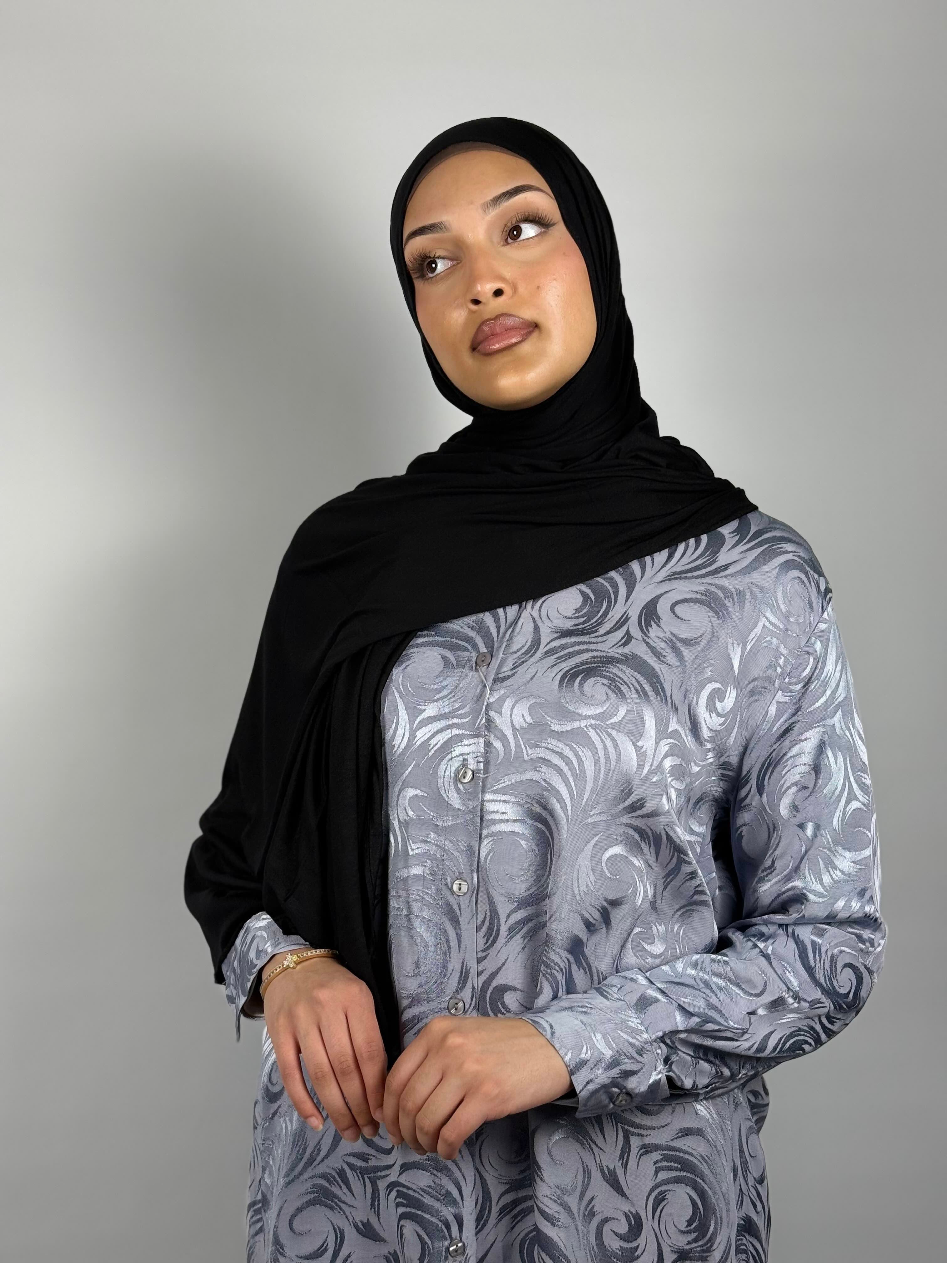 Satin Swirl Co-Ord – Steel Grey