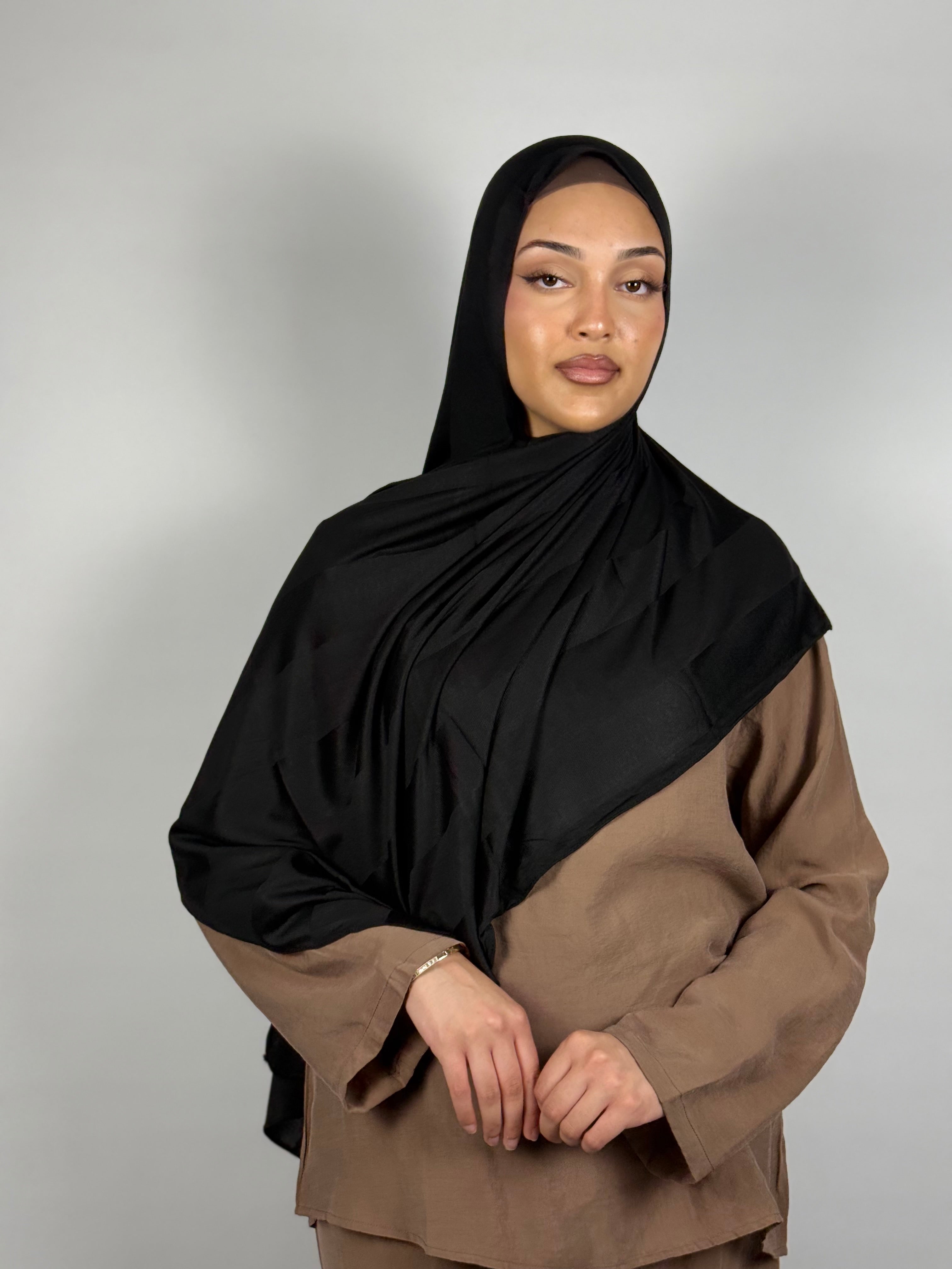 Jersey Stripe Hijab - Black