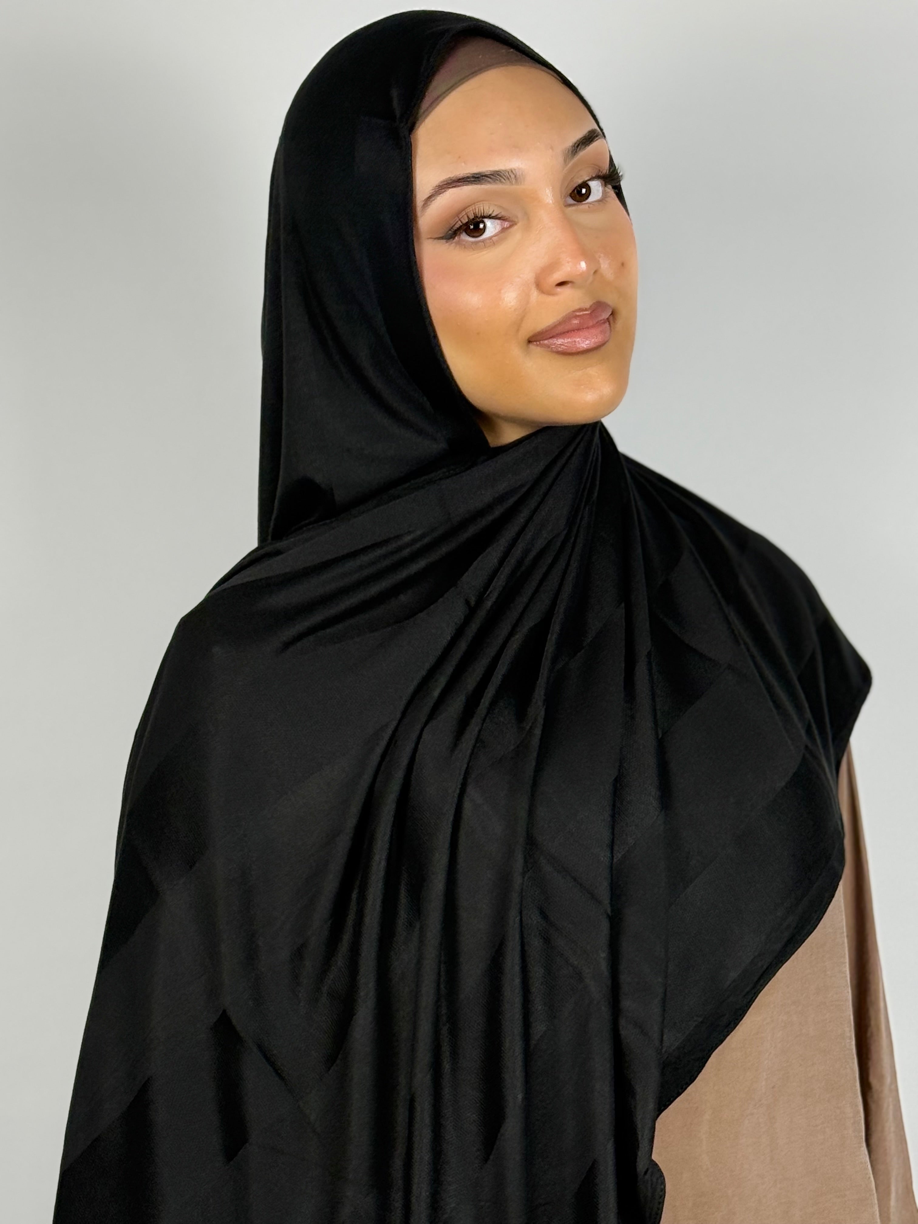Jersey Stripe Hijab - Black