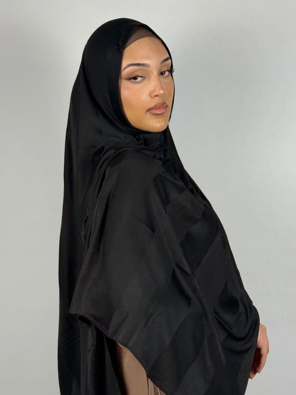 Jersey Stripe Hijab - Black