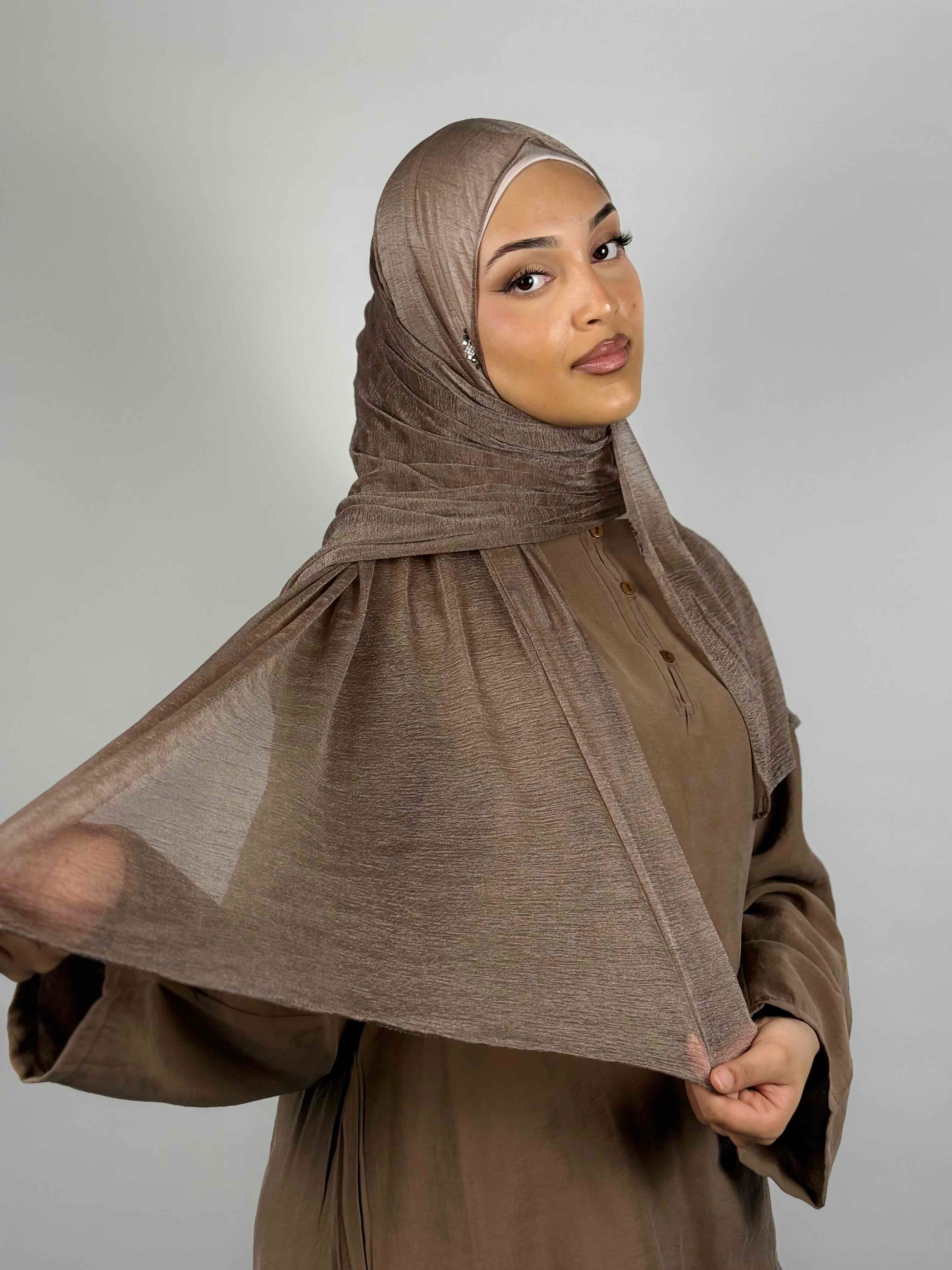 Shimmer Crystal Hijab – Mocha