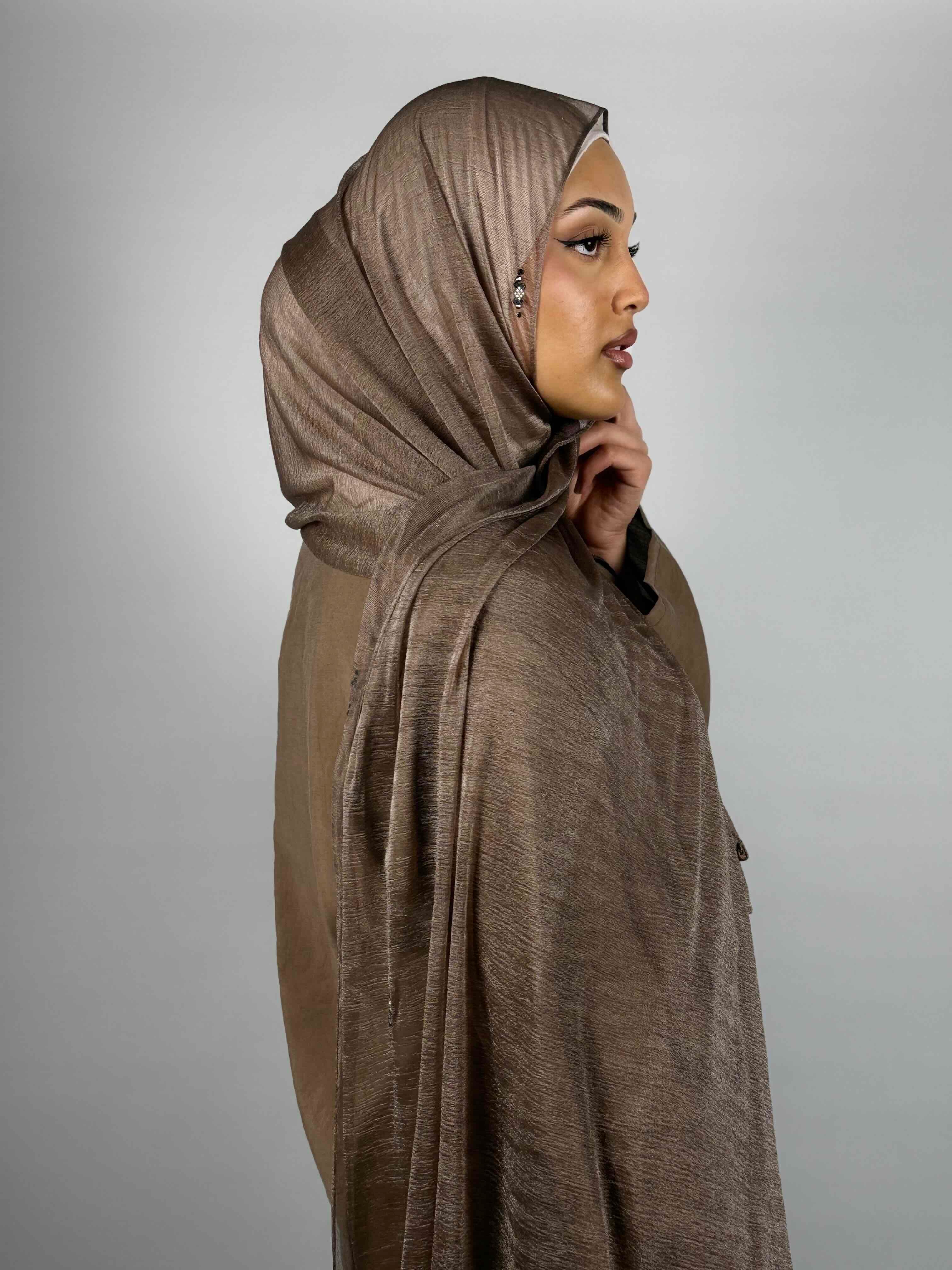 Shimmer Crystal Hijab – Mocha