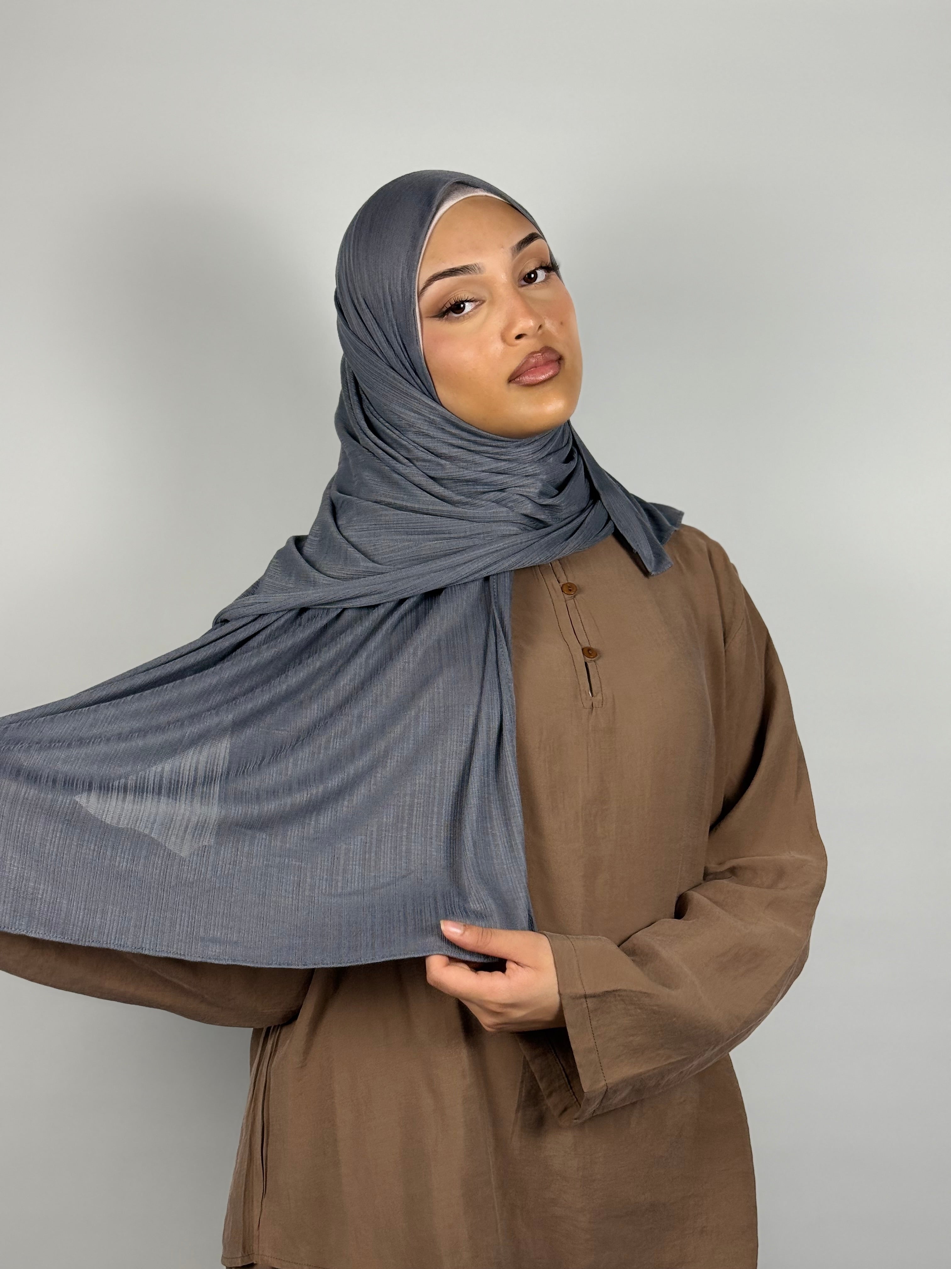 Ribbed Jersey Hijab – Slate Grey