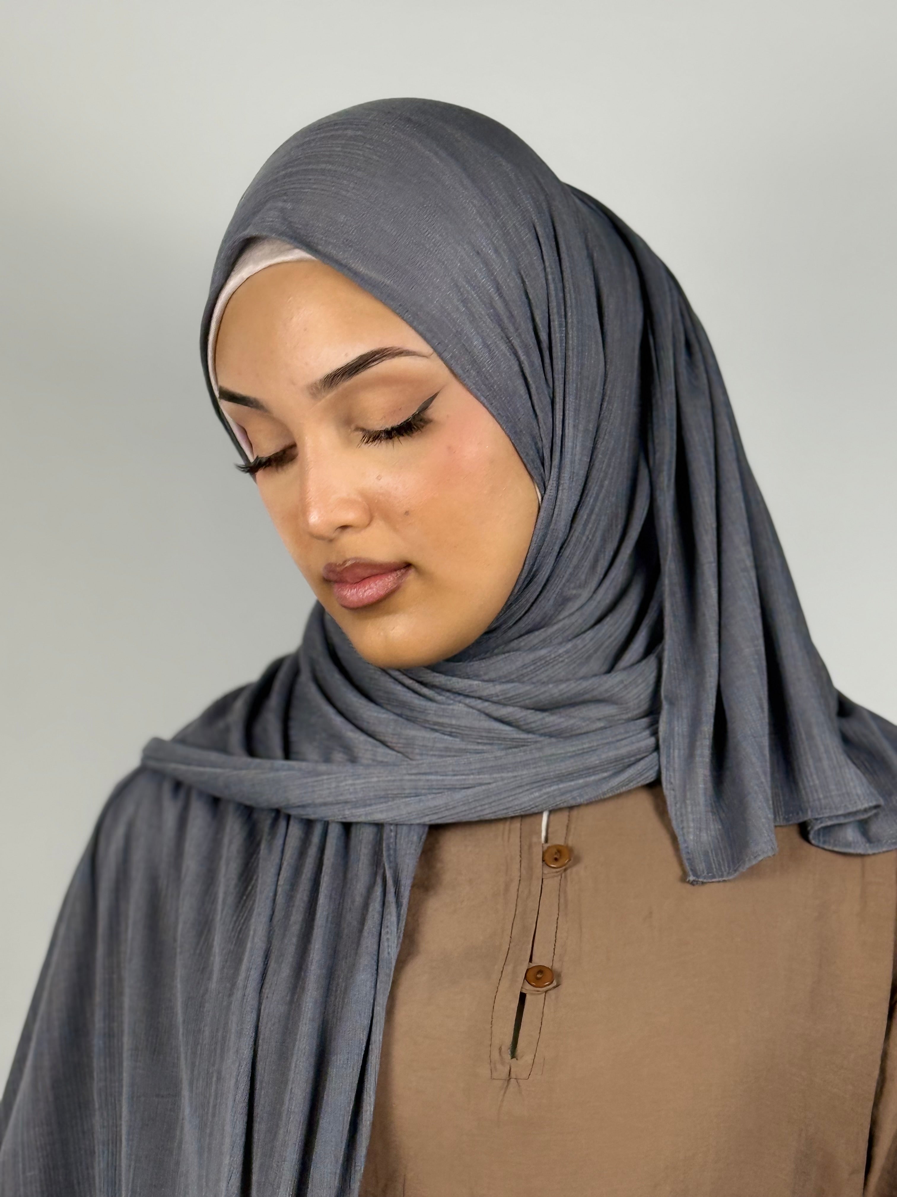 Ribbed Jersey Hijab – Slate Grey