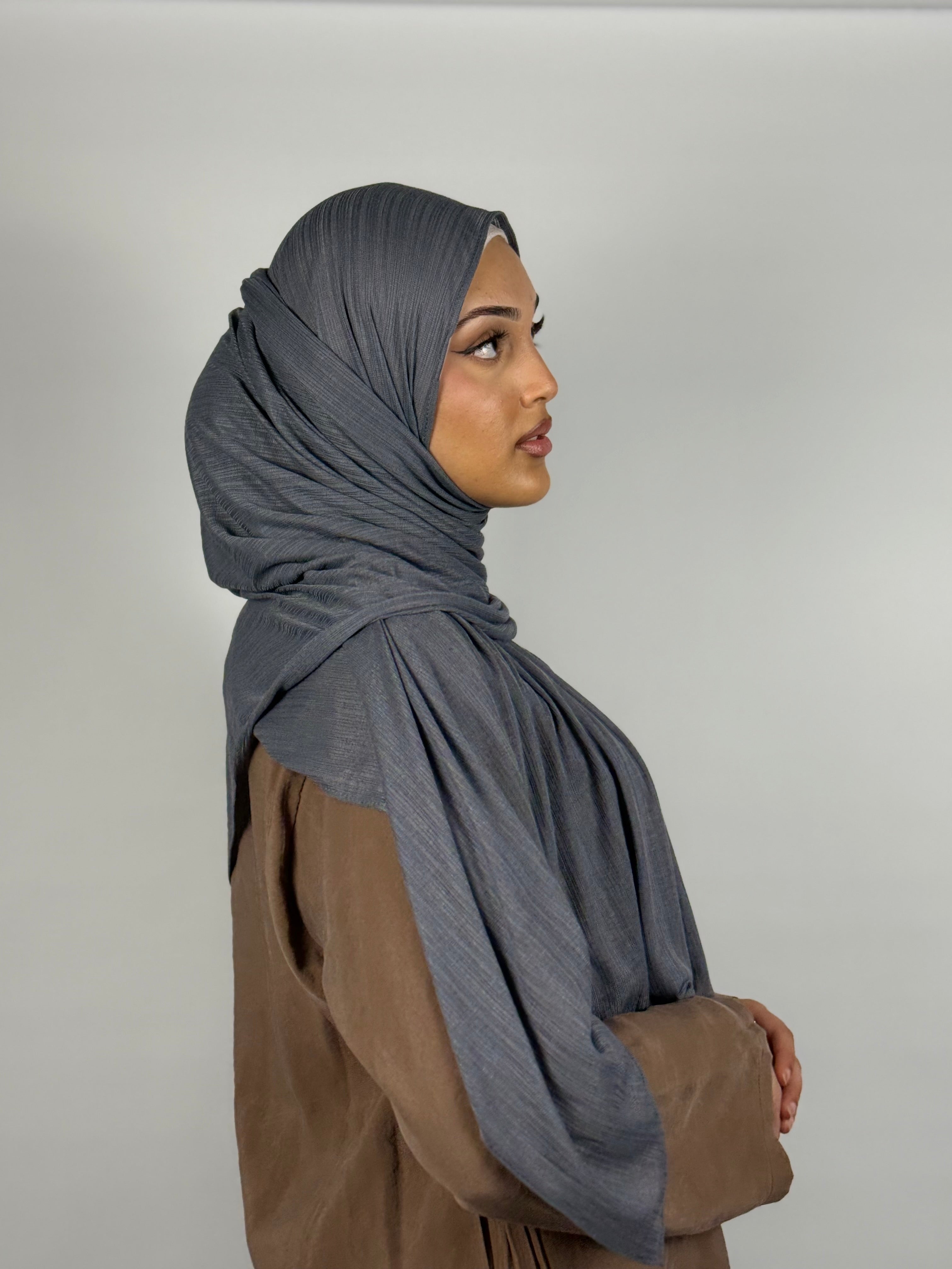 Ribbed Jersey Hijab – Slate Grey