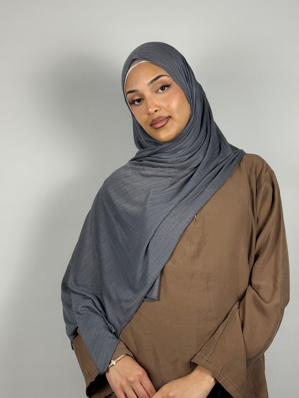 Ribbed Jersey Hijab – Slate Grey