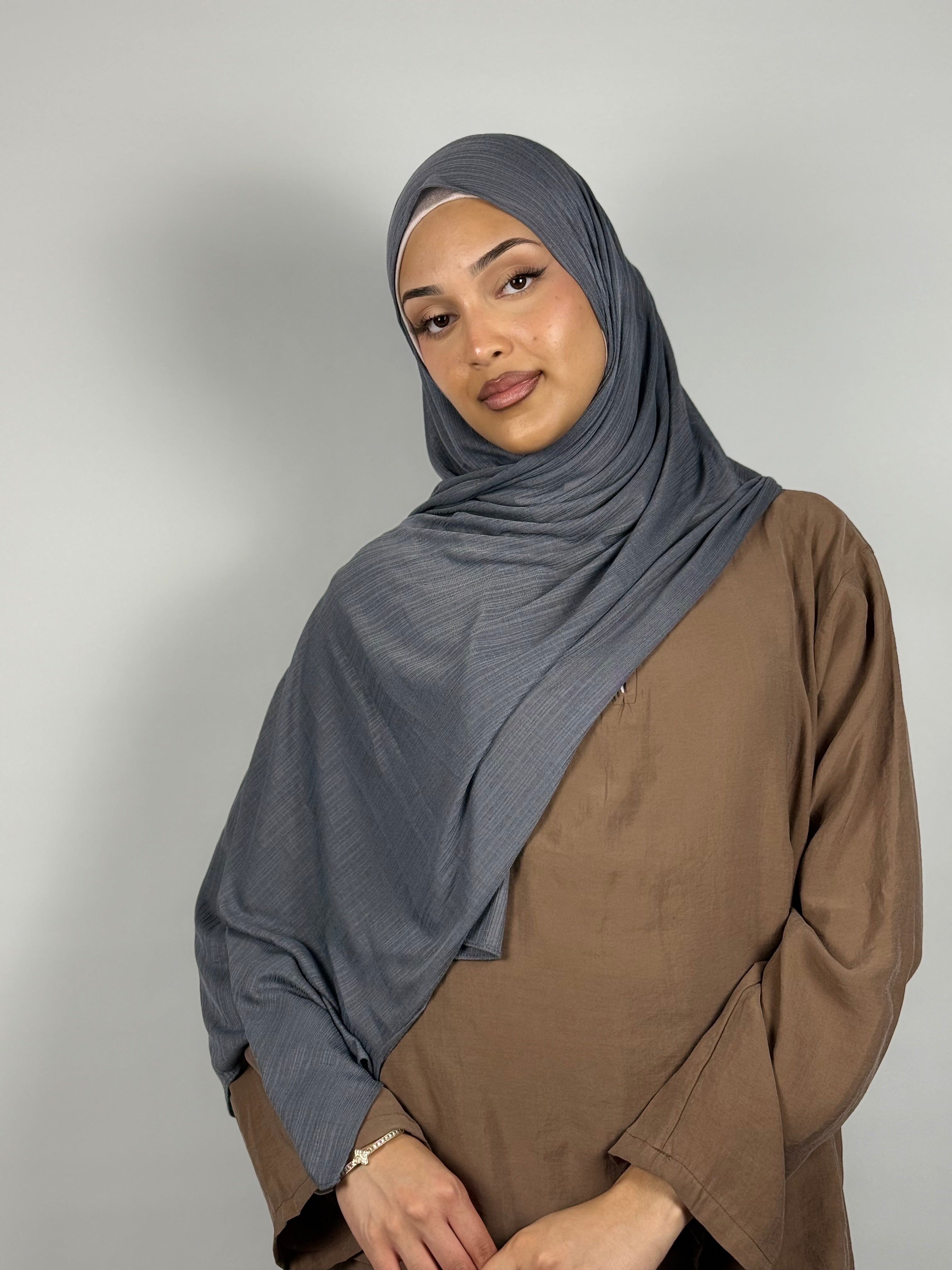 Ribbed Jersey Hijab – Slate Grey