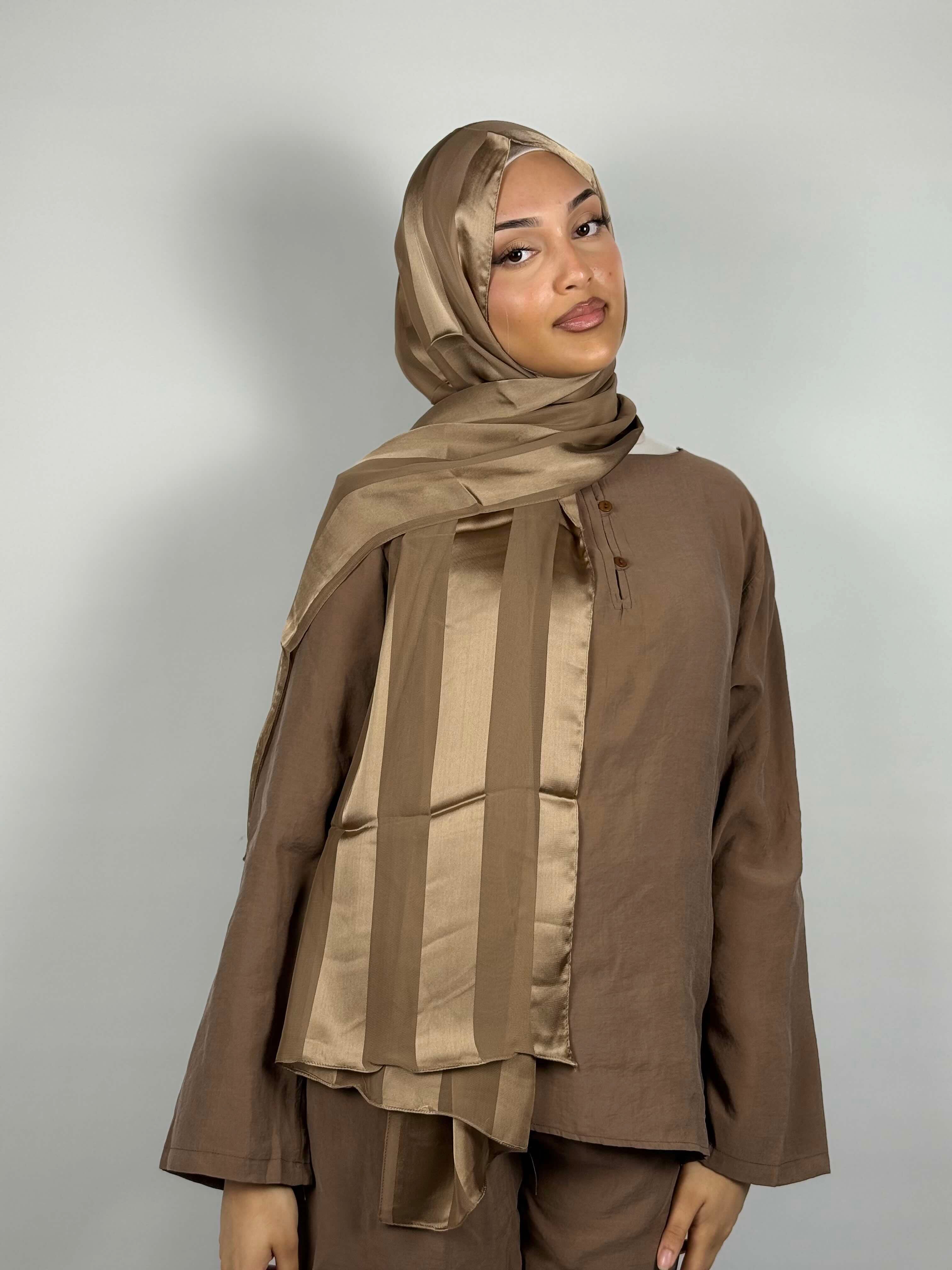 Crepe Satin Hijab - Golden Bronze