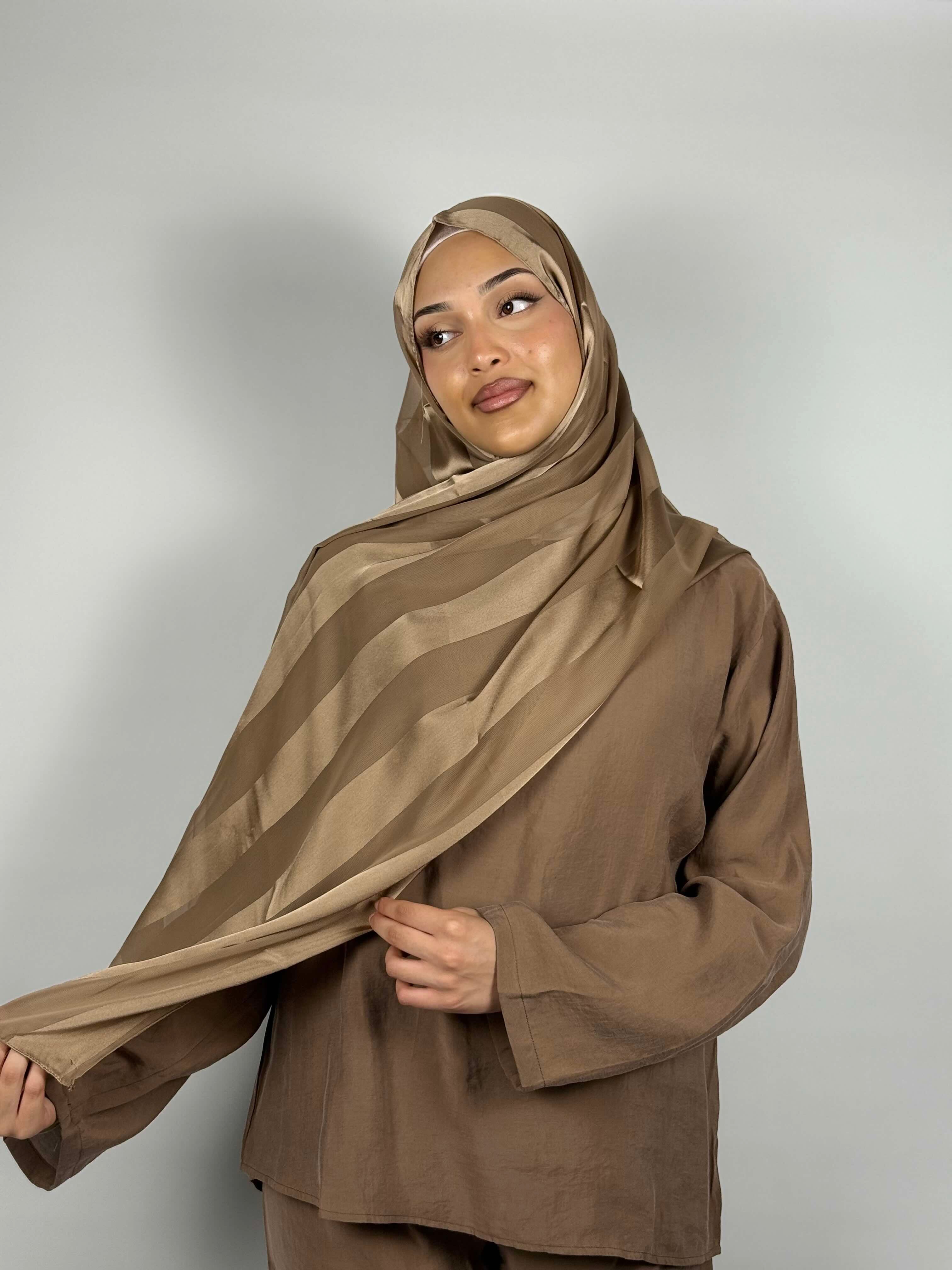 Crepe Satin Hijab - Golden Bronze